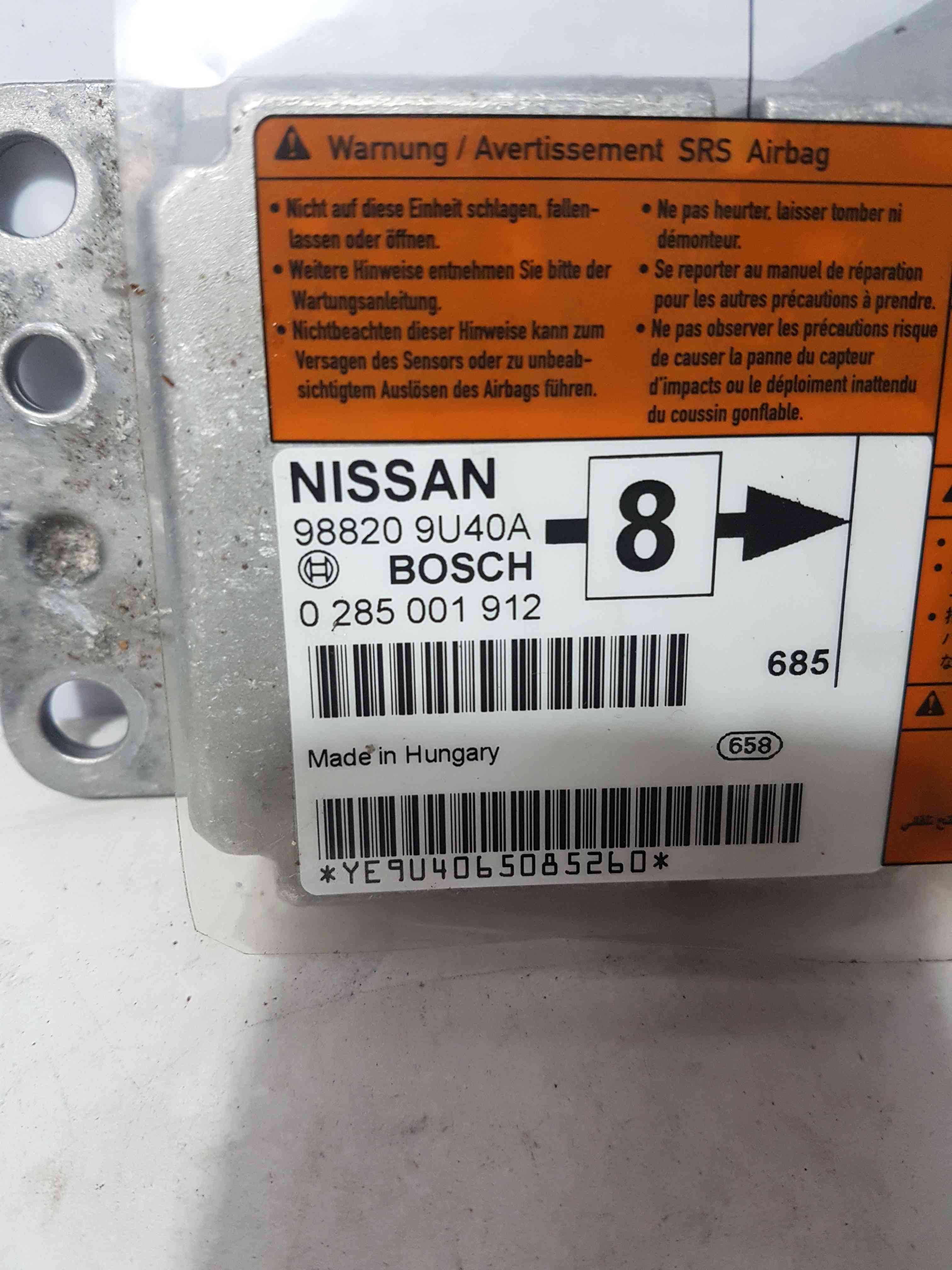 Thumb 3 Nissan Note E11 2005-2012 Airbag ECU Control Module 988209U40a