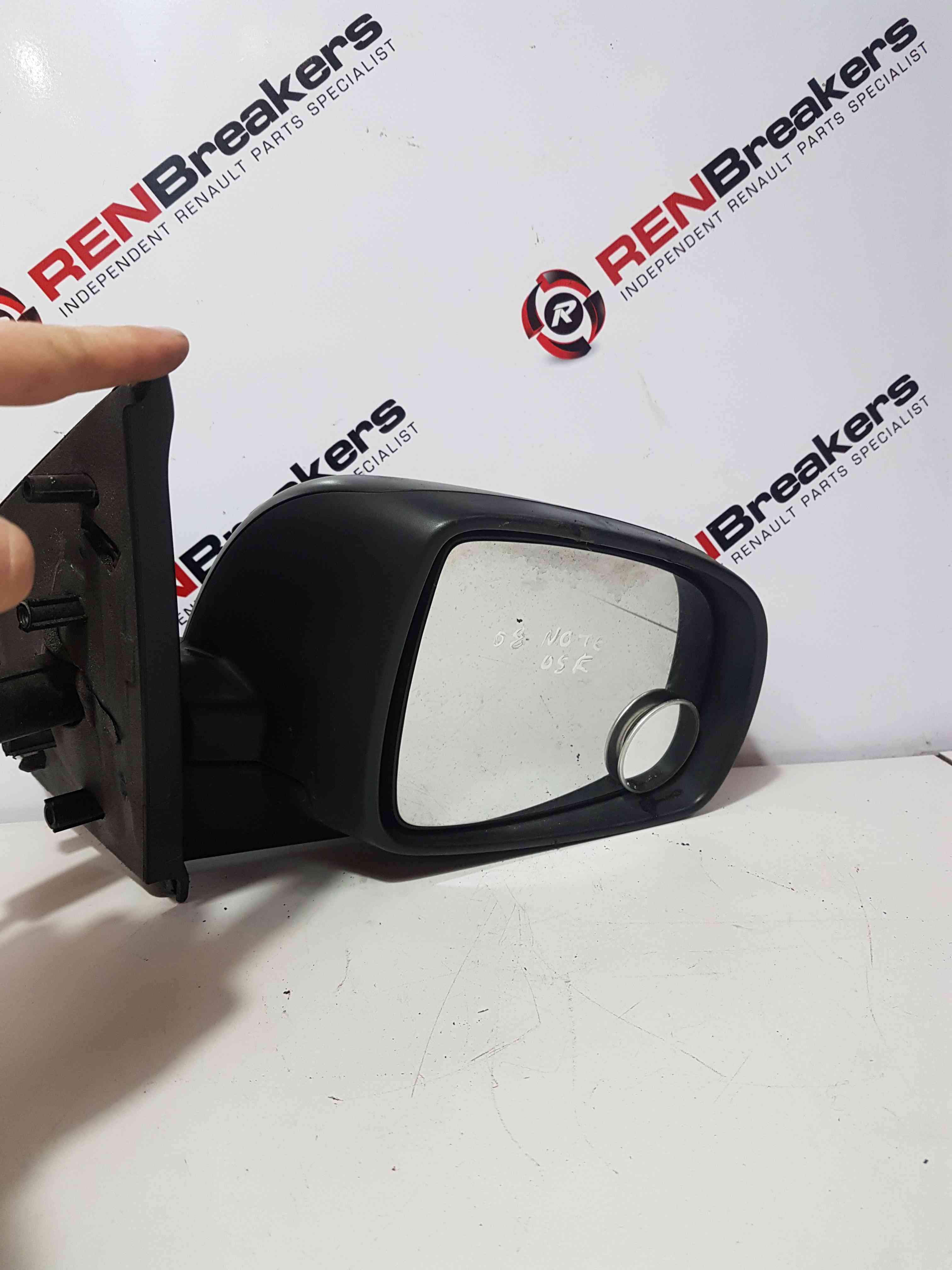 Thumb 7 Nissan Note E11 2005-2012 Drive OSF Wing Mirrror Black Cracked 