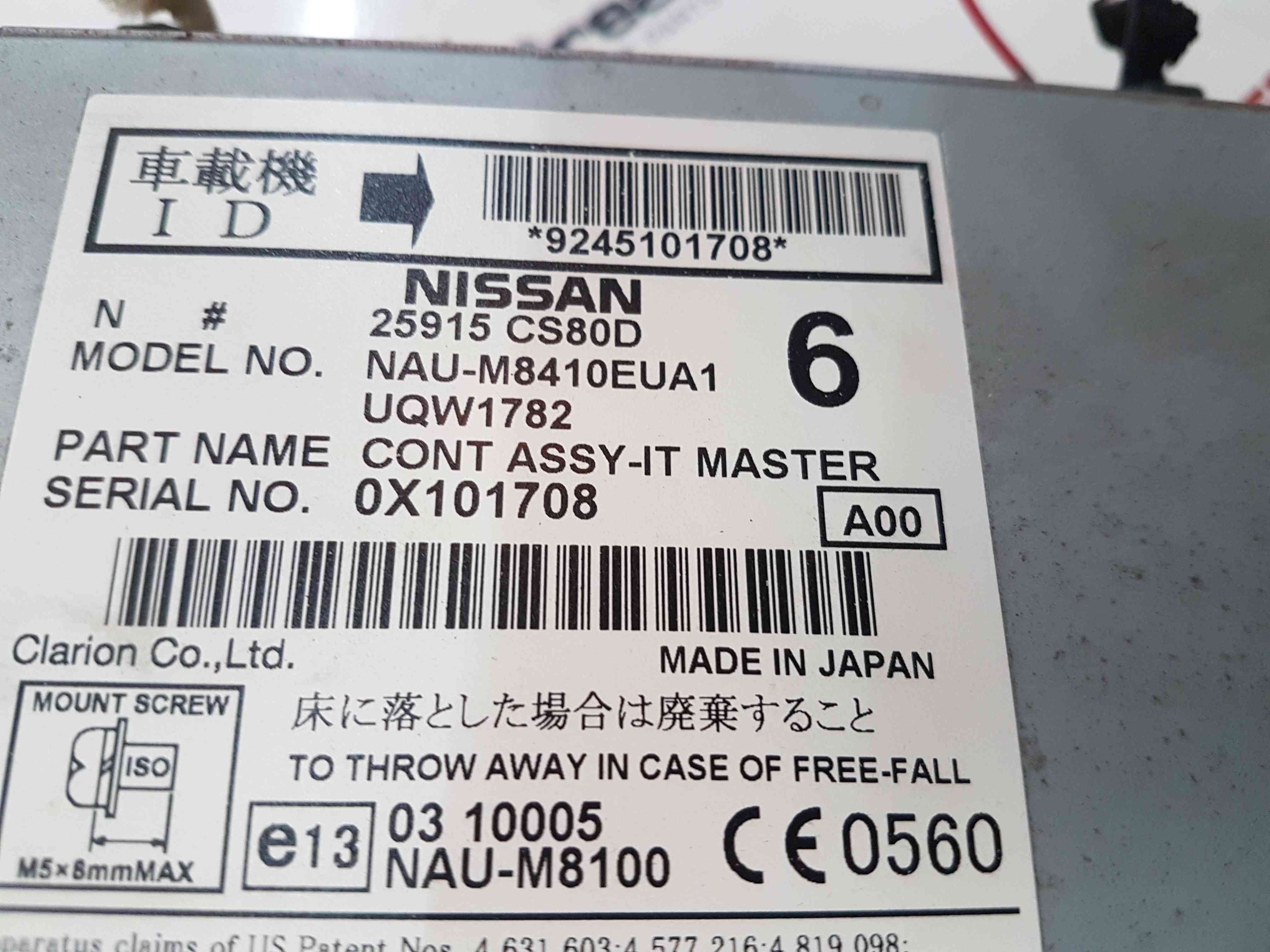 Thumb 4 Nissan X-Trail Tekna 2011-2014 Cd Player Radio 25915cs80d no code 