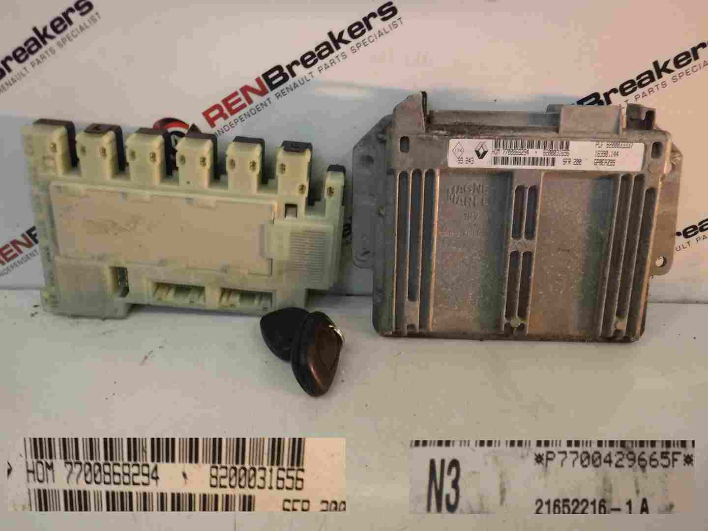 Renault Clio MK2 1998-2001 1.2 8v ECU SET UCH BCM Immobiliser + 2 Key Fob