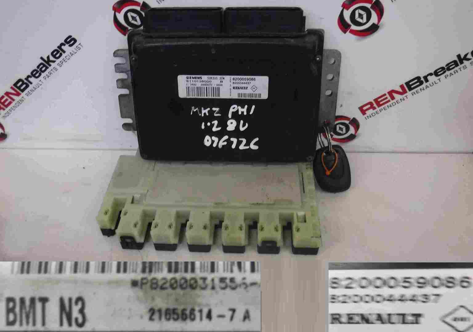 Renault Clio MK2 1998-2001 1.2 8v ECU SET UCH BCM Immobiliser + Key Fob