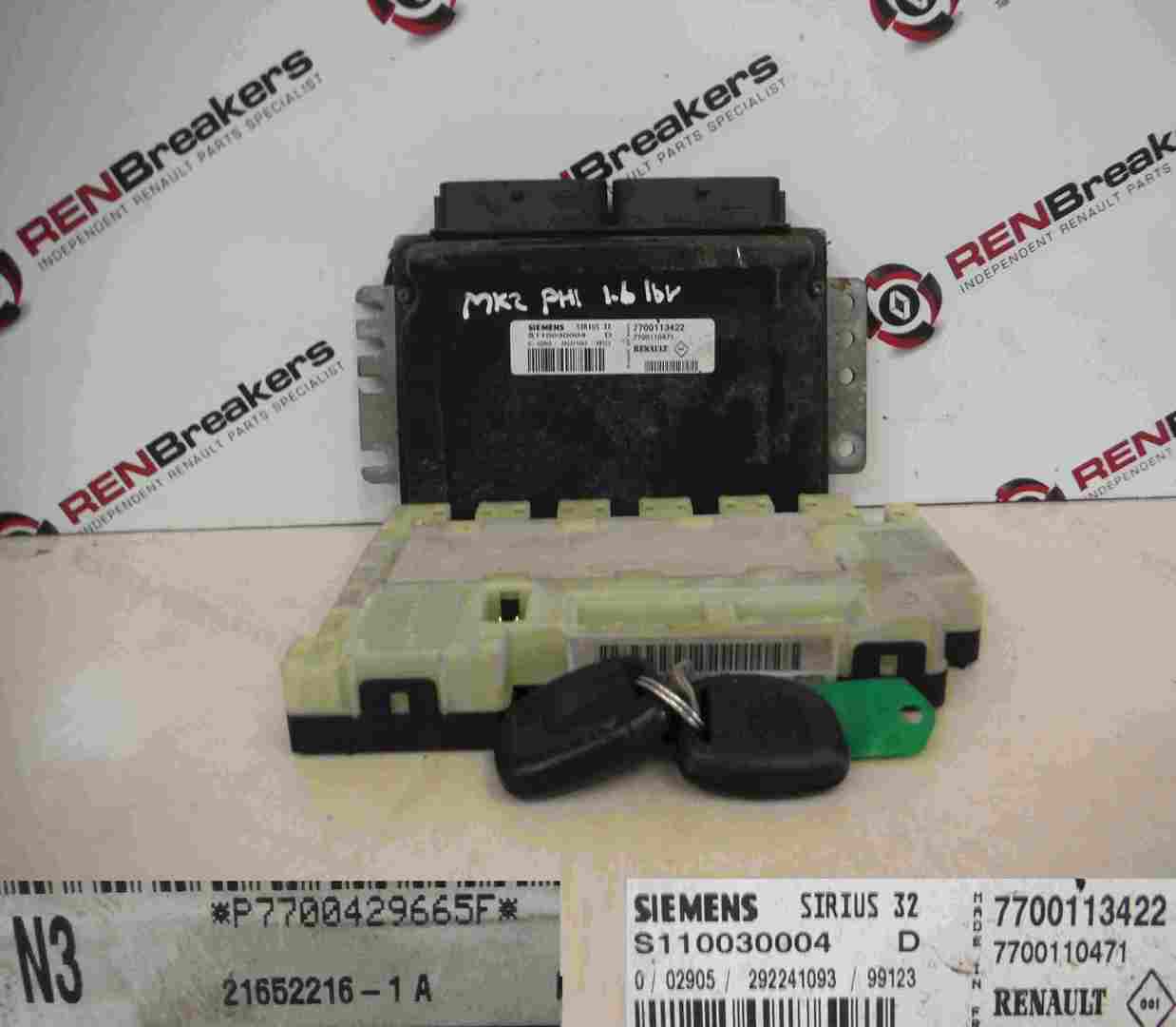 Renault Clio MK2 1998-2001 1.6 16v ECU SET UCH BCM Immobiliser + Key Fob