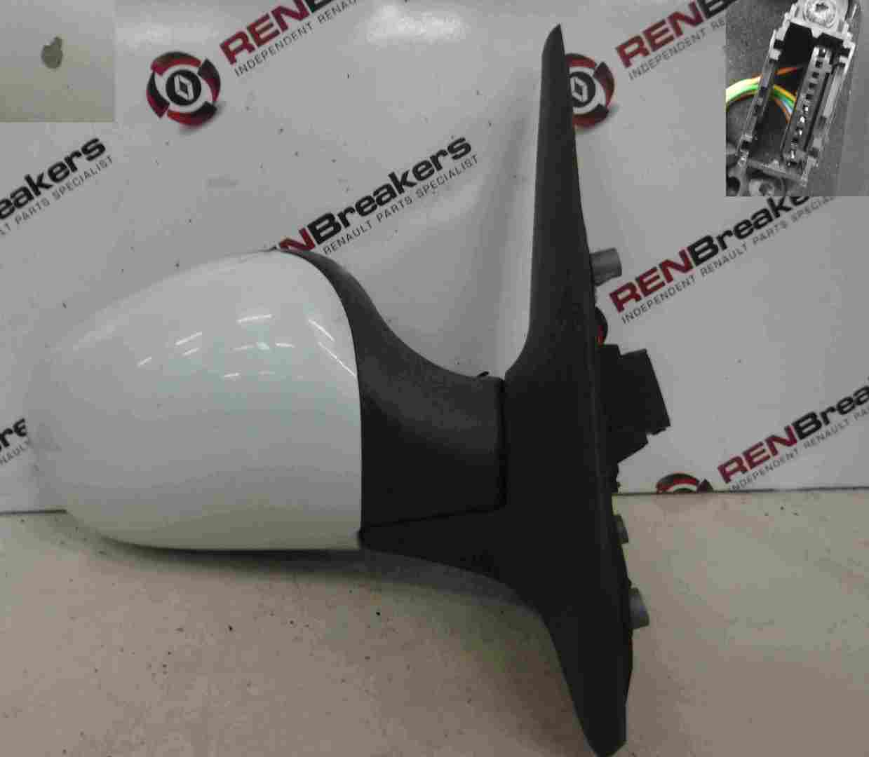 Renault Clio MK2 1998-2001 Drivers OS Wing Mirror White D389 Electric