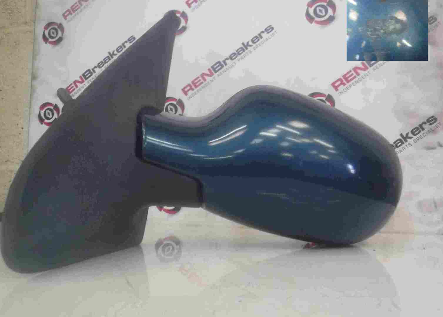Renault Clio MK2 1998-2001 Passenger NS Wing Mirror Blue Green 408 Manual