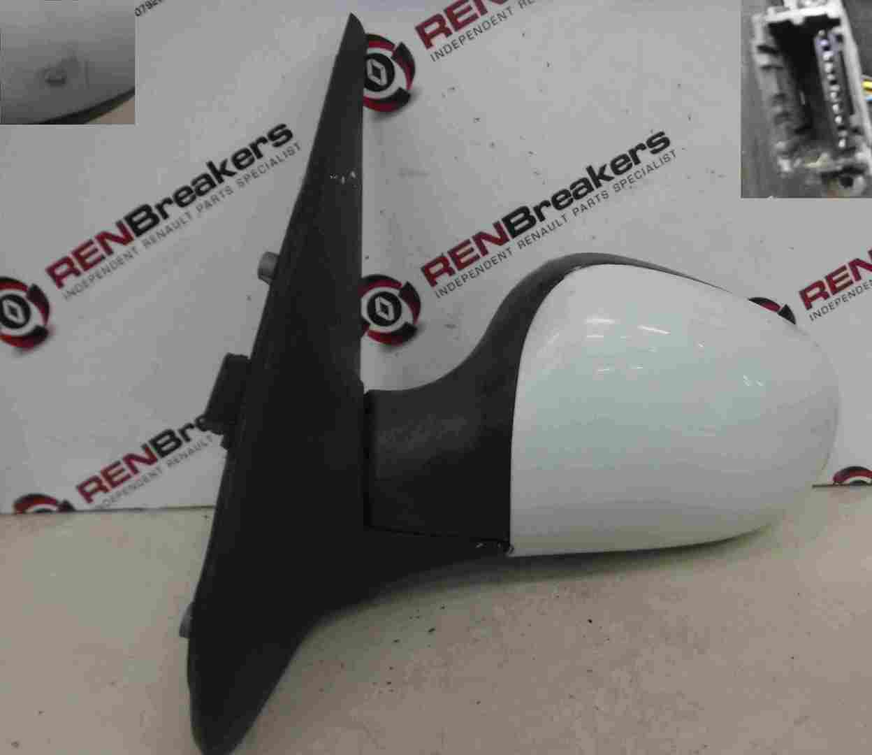 Renault Clio MK2 1998-2001 Passenger NS Wing Mirror White D389 Electric