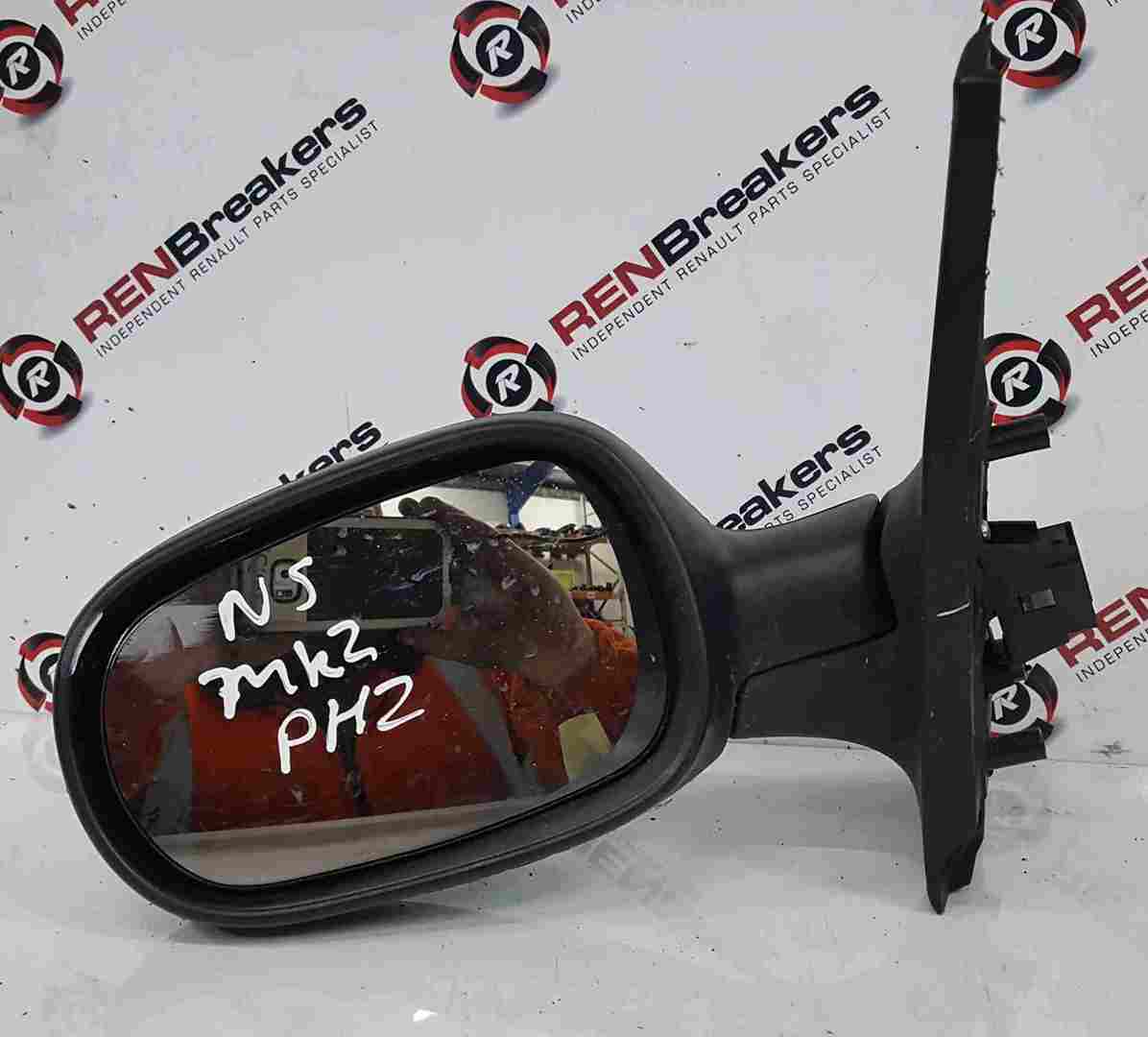Thumb 2 Renault Clio MK2 2001-2005 Passenger NS Wing Mirror Plain Black Electric