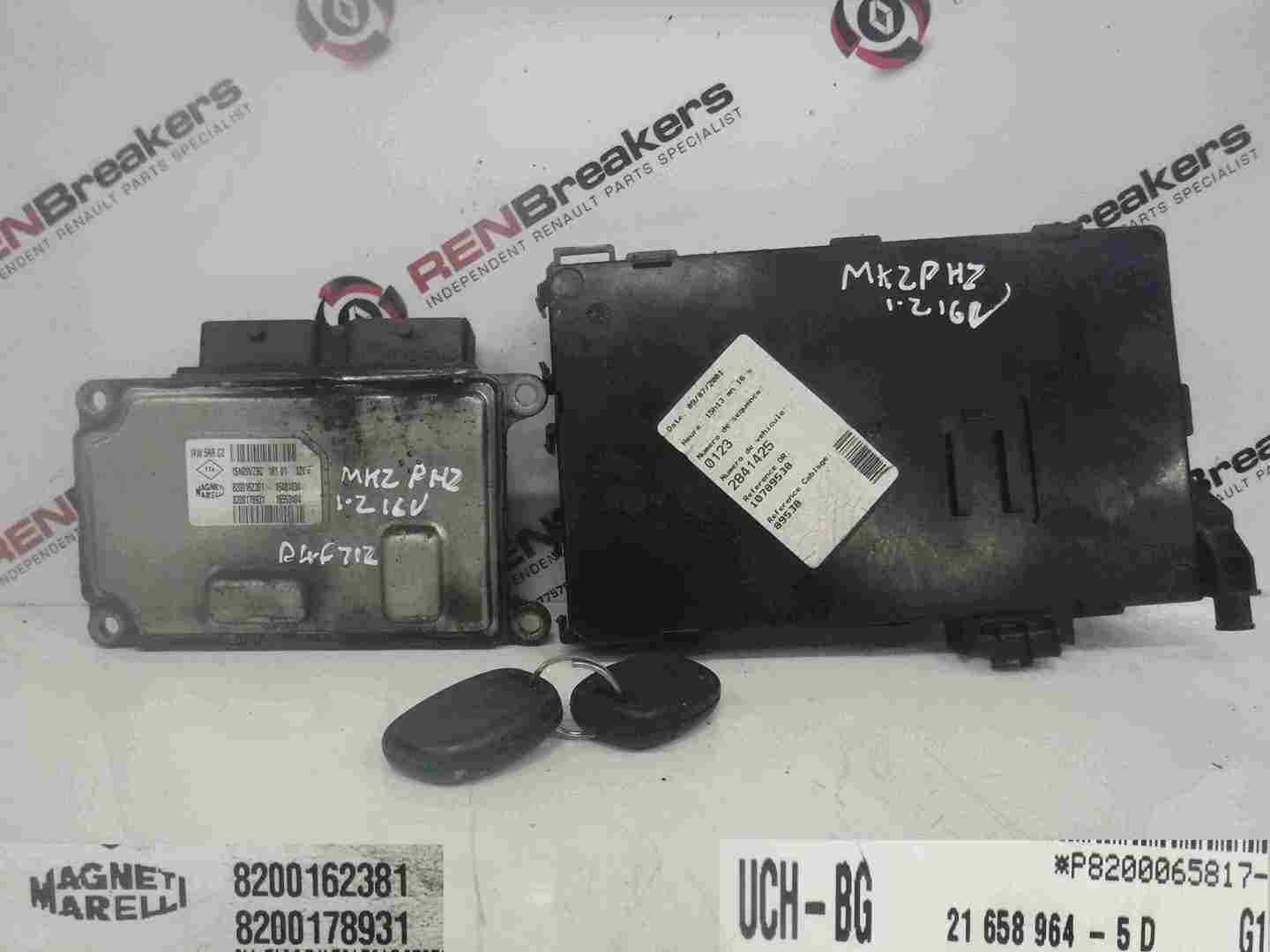 Renault Clio MK2 2001-2006 1.2 16v ECU SET UCH BCM Immobilier   2 Key Fobs