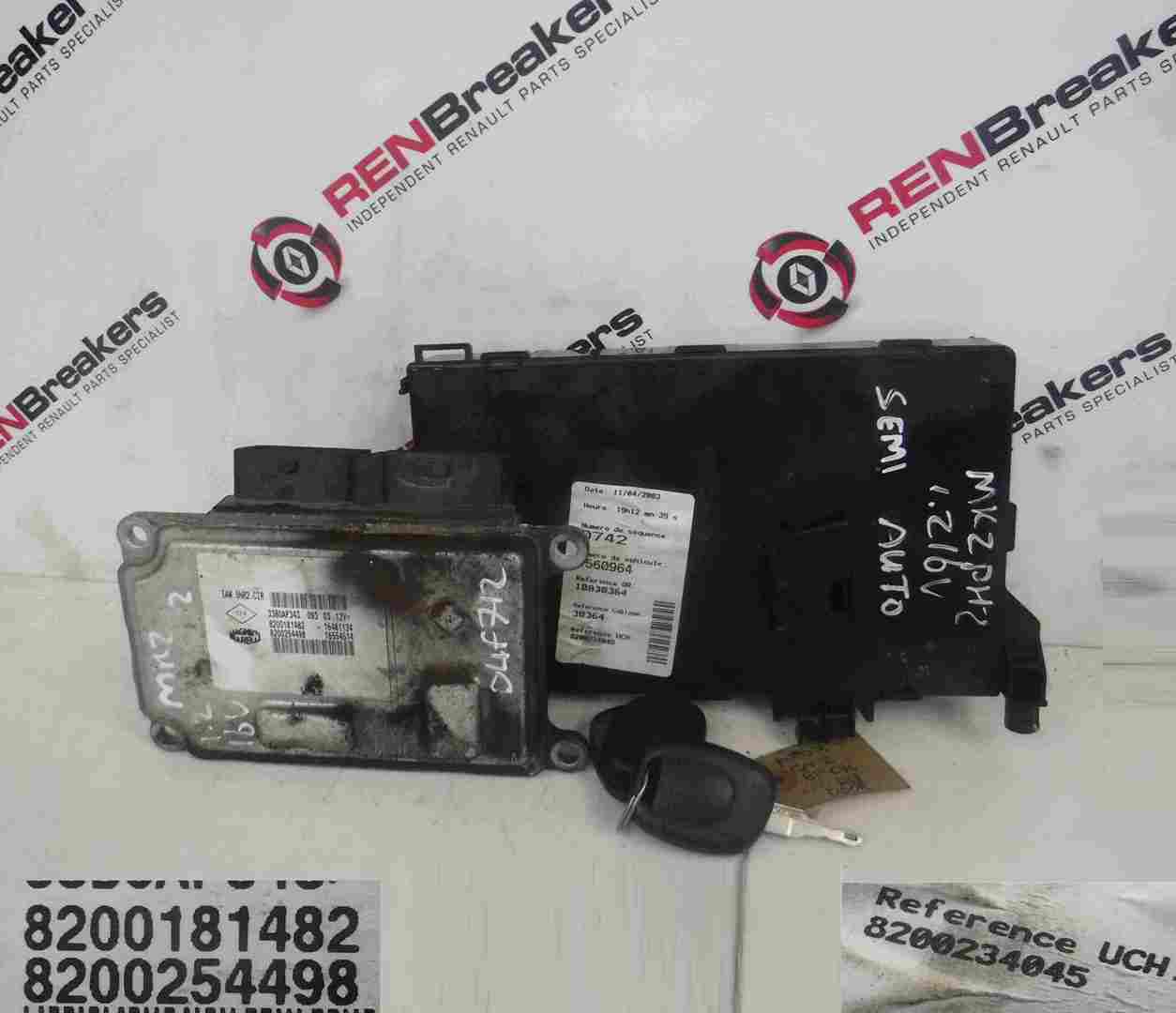 Renault Clio MK2 2001-2006 1.2 16v ECU SET UCH BCM Immobiliser + 2 Key Fobs