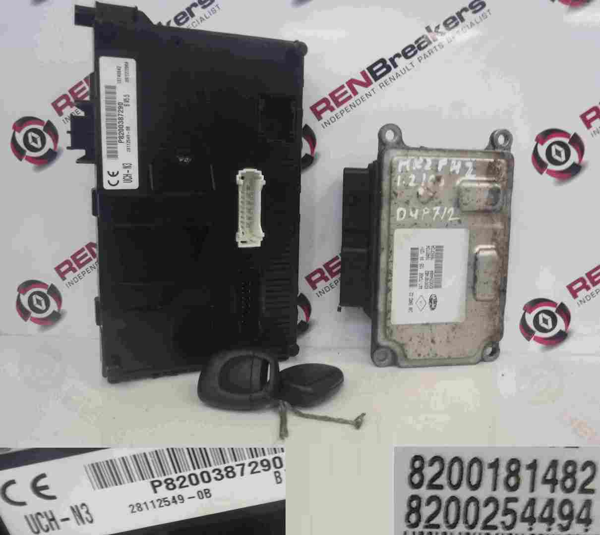 Renault Clio MK2 2001-2006 1.2 16v ECU SET UCH BCM Immobiliser + 2 Key Fobs
