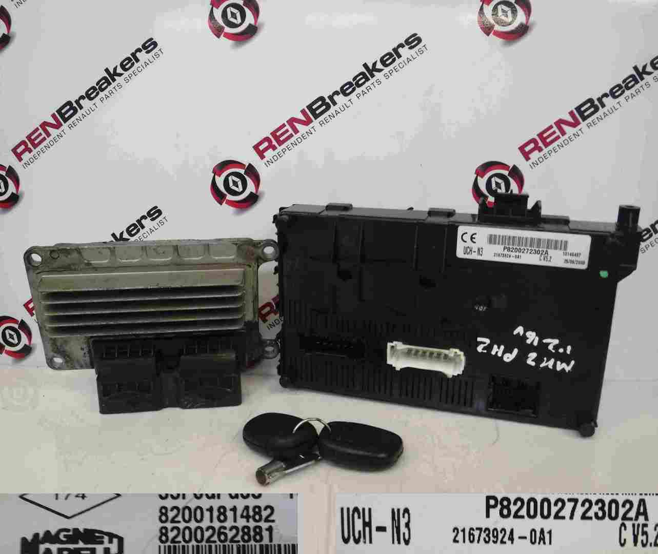 Renault Clio MK2 2001-2006 1.2 16v ECU SET UCH BCM Immobiliser   2 Key Fobs