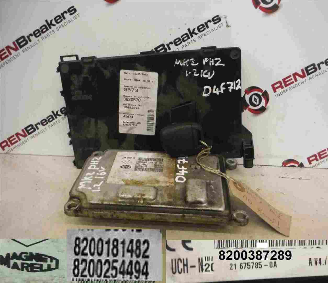 Renault Clio MK2 2001-2006 1.2 16v ECU SET UCH BCM Immobiliser + Key Fob