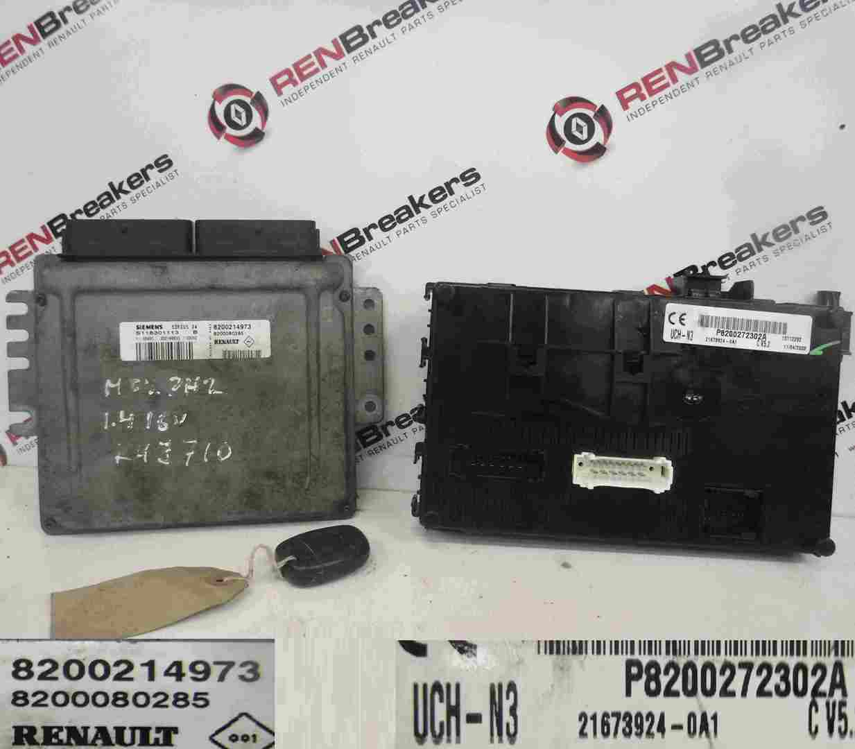 Renault Clio MK2 2001-2006 1.2 16v ECU SET UCH BCM Immobiliser + Key Fob D4F 722