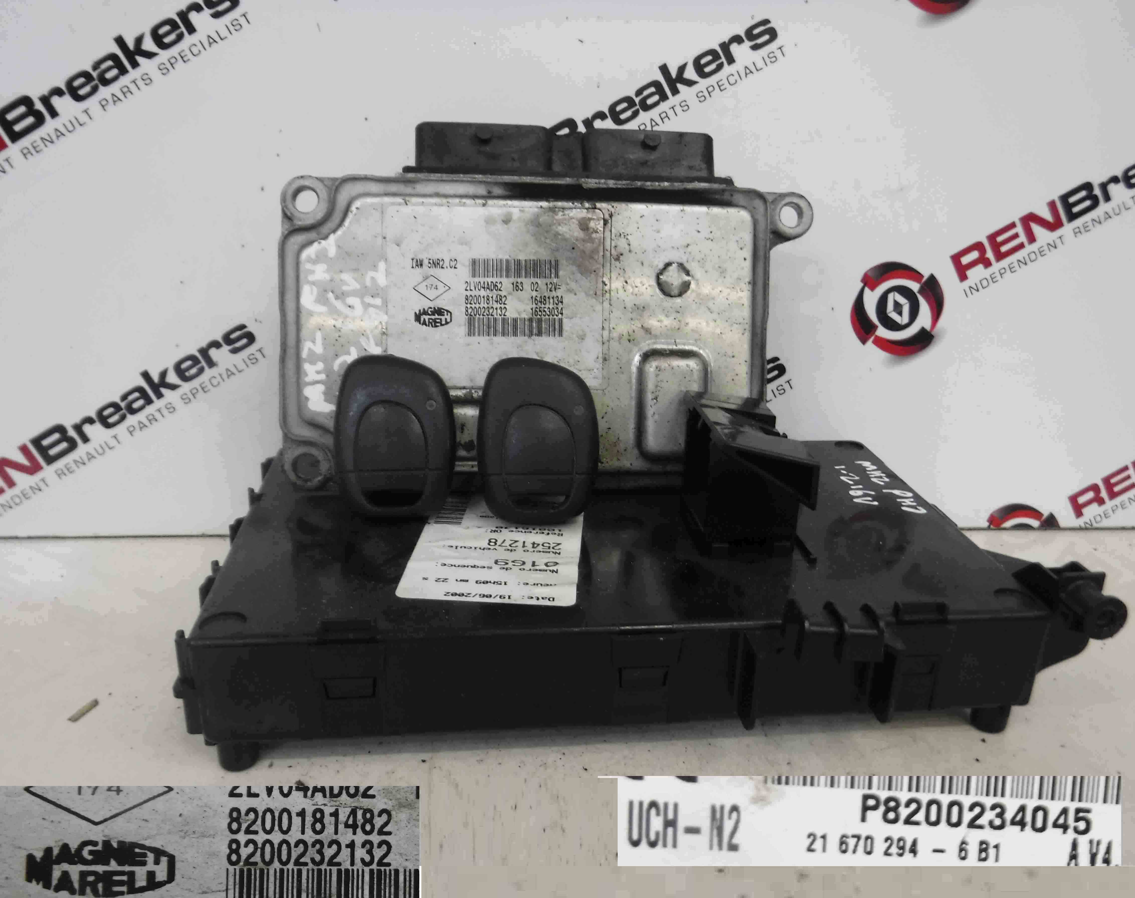 Renault Clio MK2 2001-2006 1.2 16v ECU SET UCH Immobiliser   2 Key Fobs D4F 712