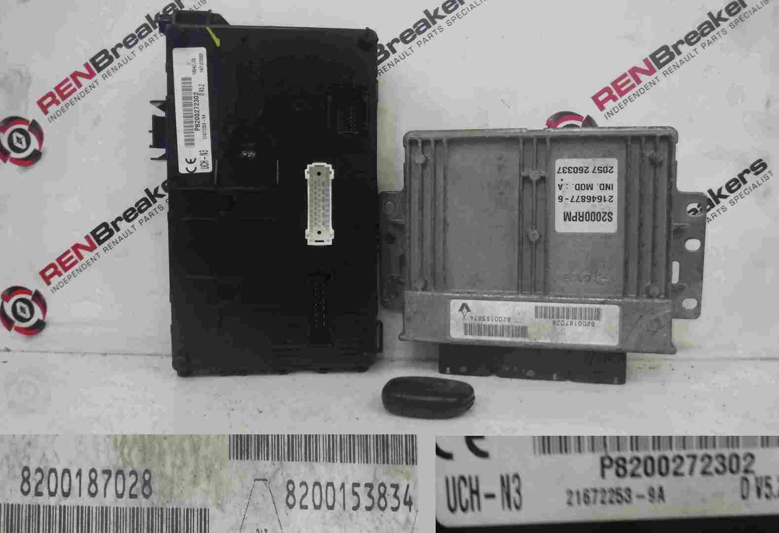 Renault Clio MK2 2001-2006 1.2 8v ECU SET UCH BCM Immobiliser + Key Fob
