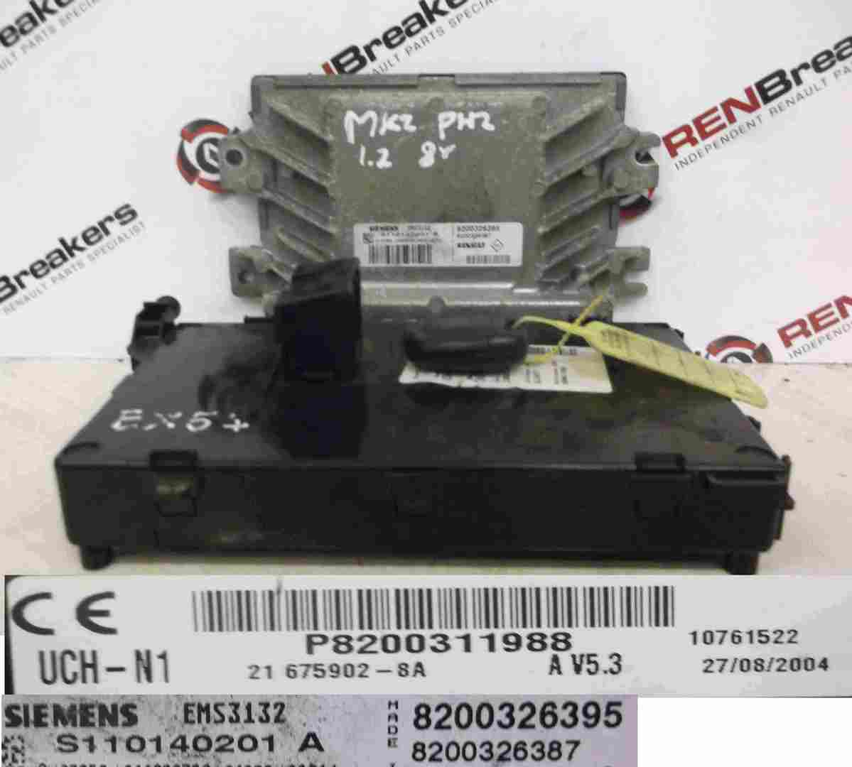 Renault Clio MK2 2001-2006 1.2 8v ECU SET UCH BCM Immobiliser 2 Key Fobs