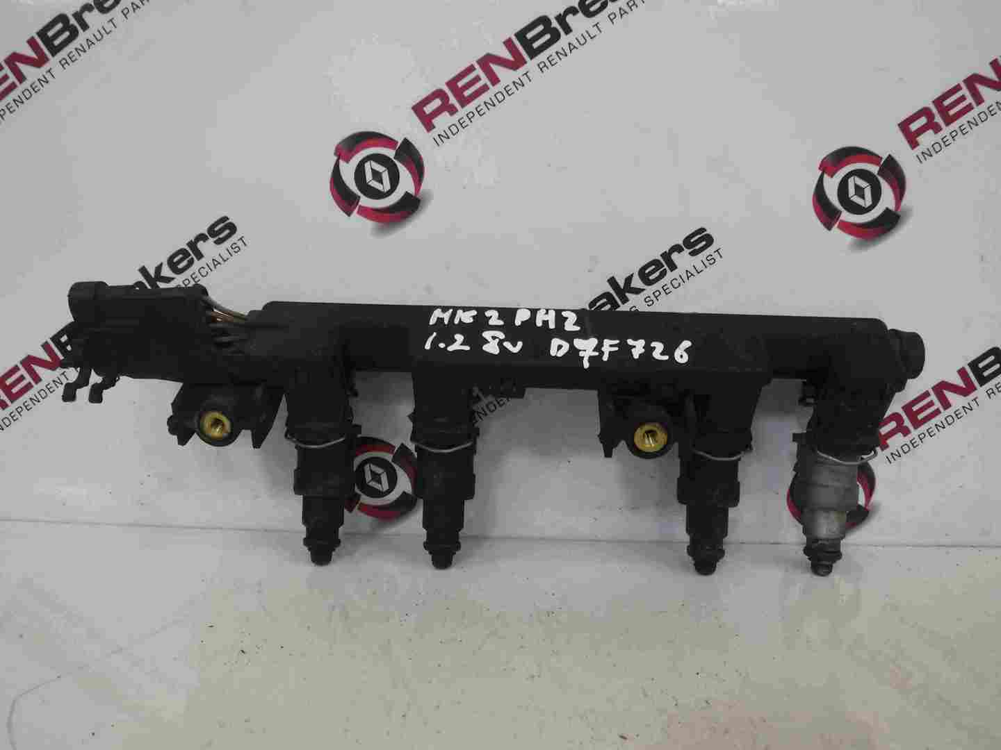 Renault Clio MK2 2001-2006 1.2 8v Fuel Injectors X4 Set + Rail Pink Ring