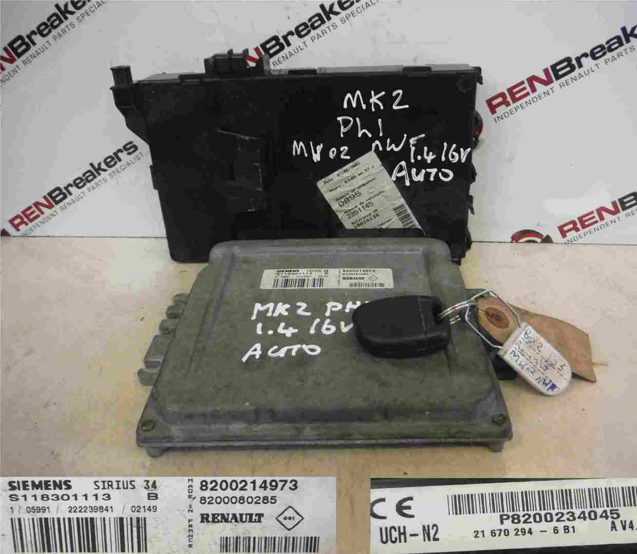 Renault Clio MK2 2001-2006 1.4 16v ECU SET UCH BCM Immobiliser + Key 8200214973
