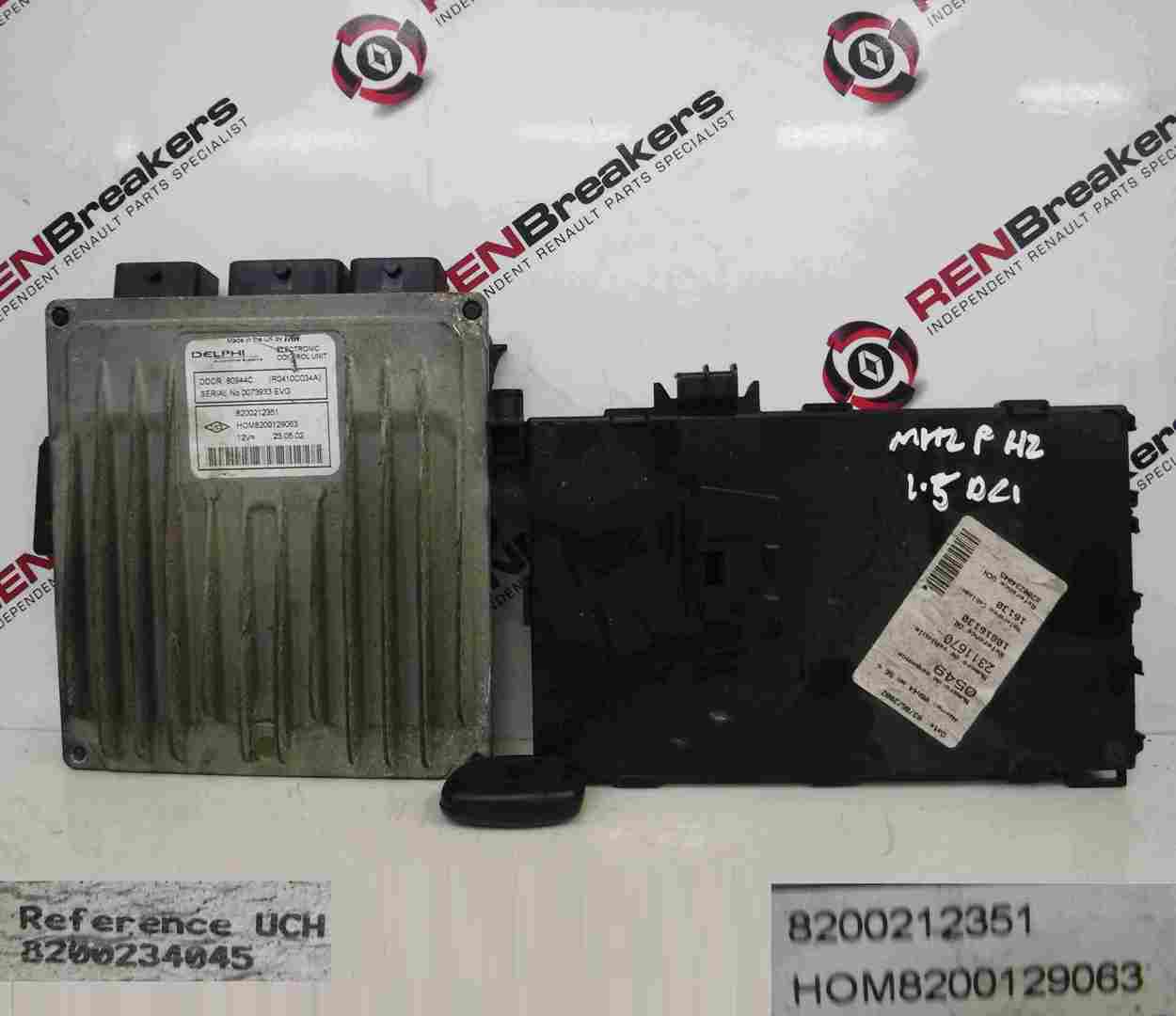 Renault Clio MK2 2001-2006 1.5 dCi ECU SET UCH BCM Immobiliser + Key Fob