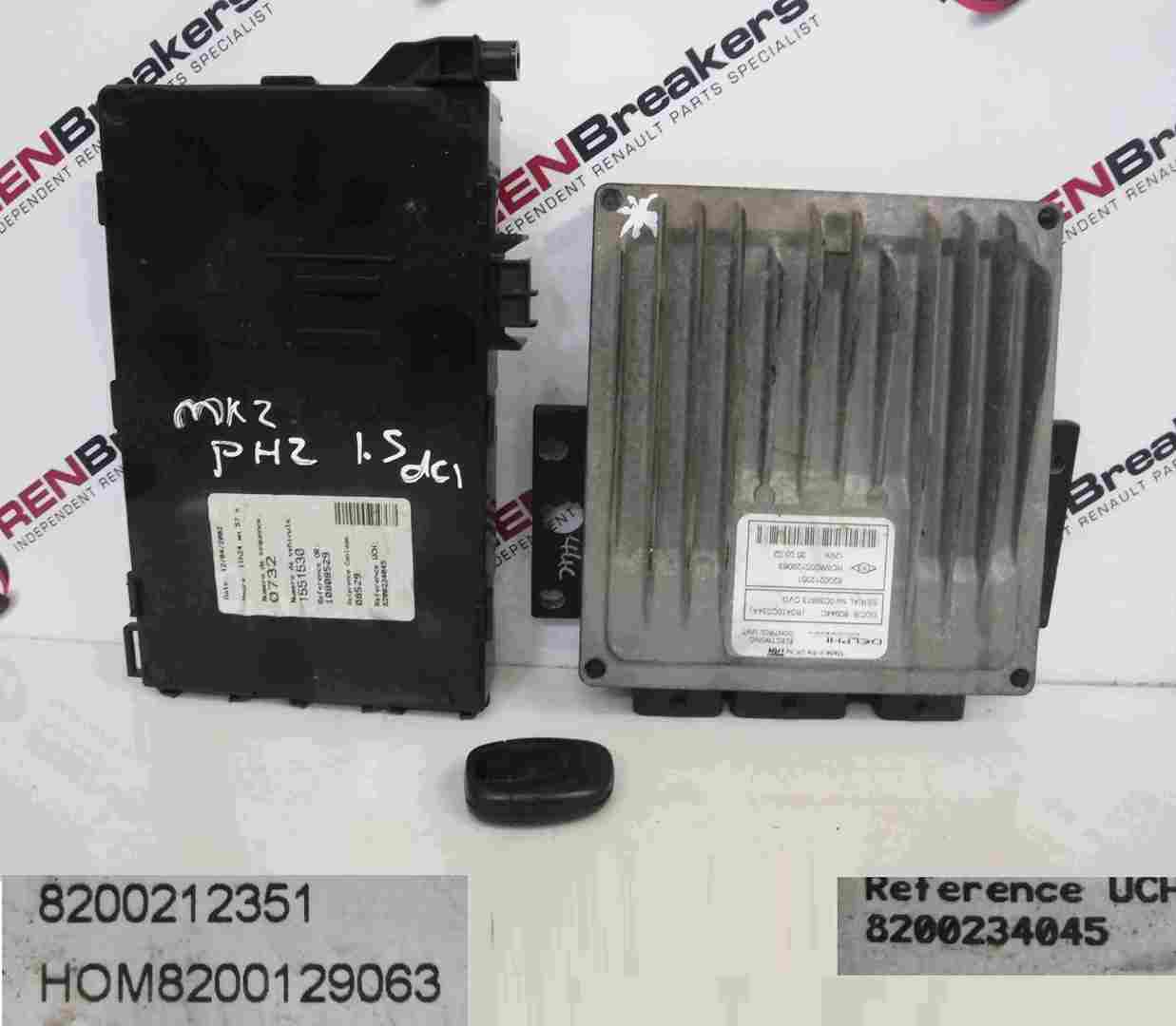 Renault Clio MK2 2001-2006 1.5 dCi ECU SET UCH BCM Immobiliser + Key Fob