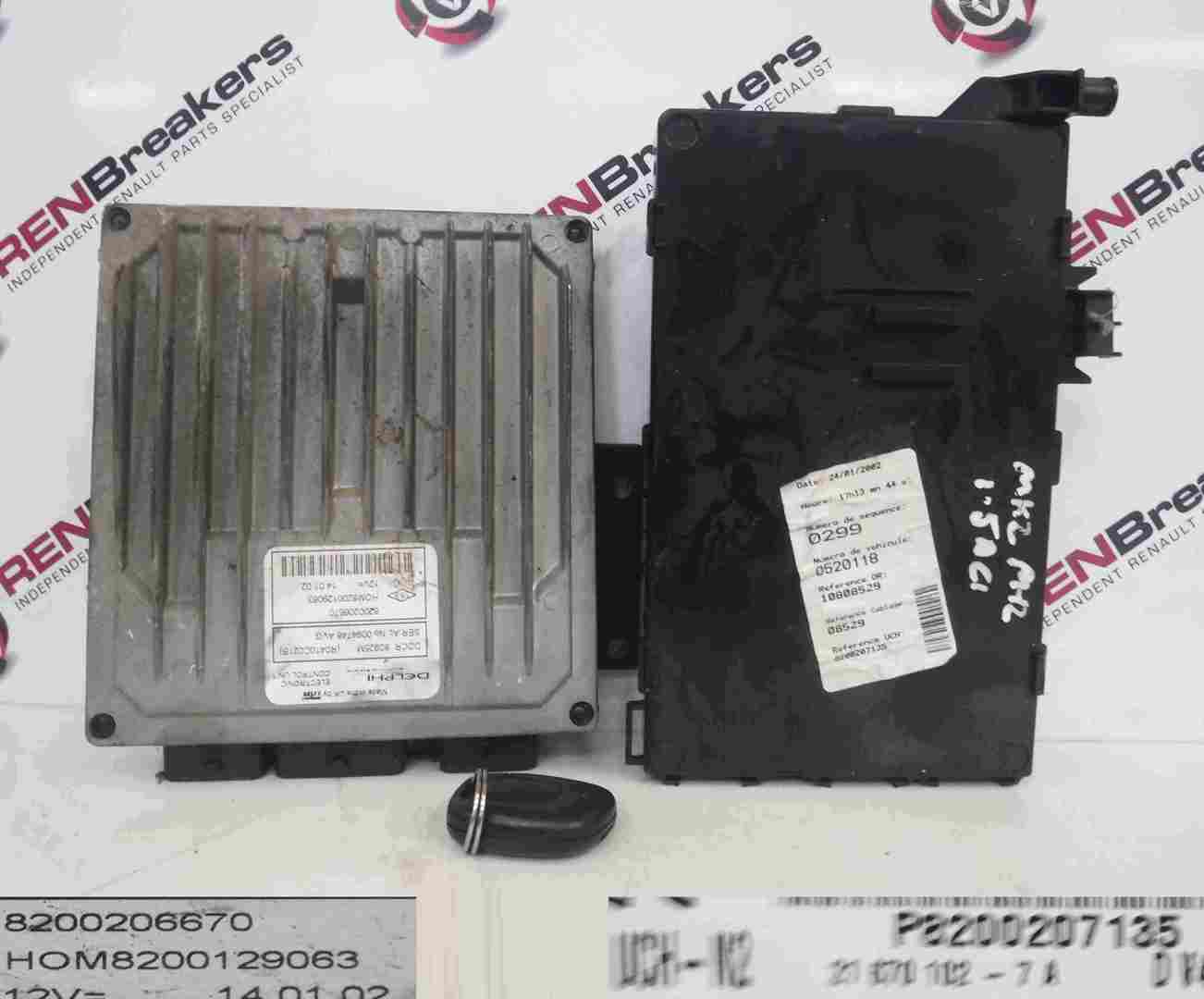 Renault Clio MK2 2001-2006 1.5 dCi ECU SET UCH BCM Immobiliser + Key Fob