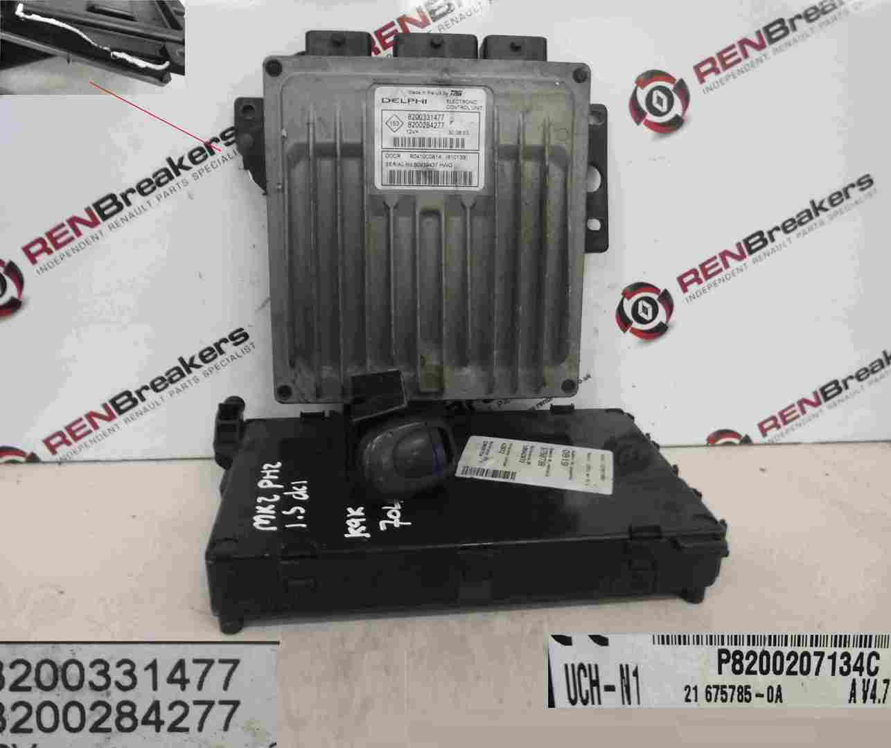 Renault Clio MK2 2001-2006 1.5 dCi ECU SET UCH BCM Immobiliser + Key Fob