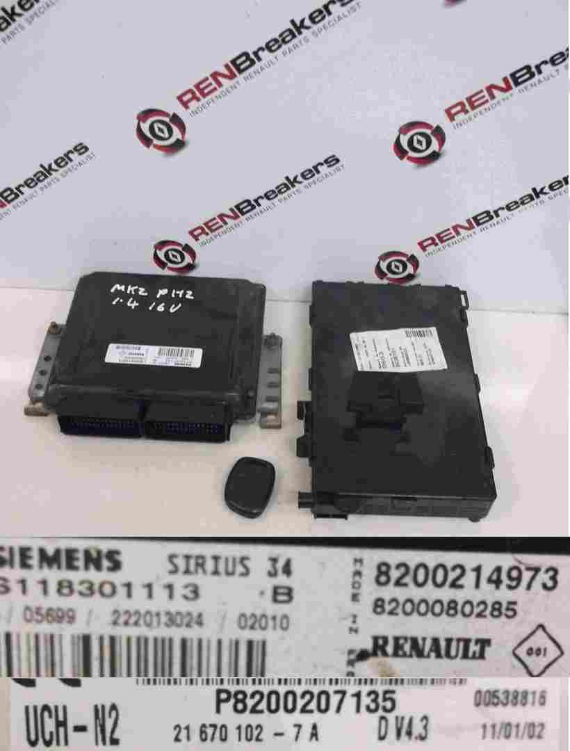 Renault Clio MK2 2001-2006 1.6 16v Automatic ECU Set KIT UCH BCM + Key Fob