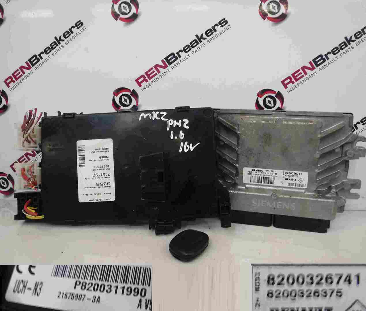 Renault Clio MK2 2001-2006 1.6 16v ECU SET UCH BCM Immobiliser + Key Fob