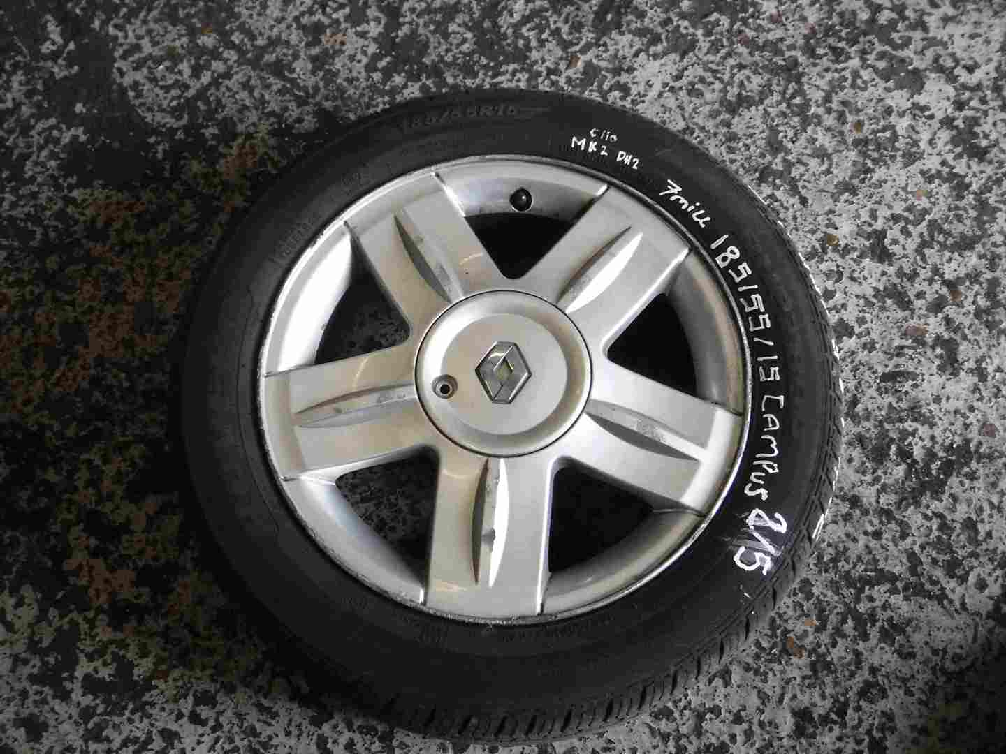 Renault Clio MK2 2001-2006 Campus Alium Alloy Wheel + Tyre 185 55 15inch 7mm