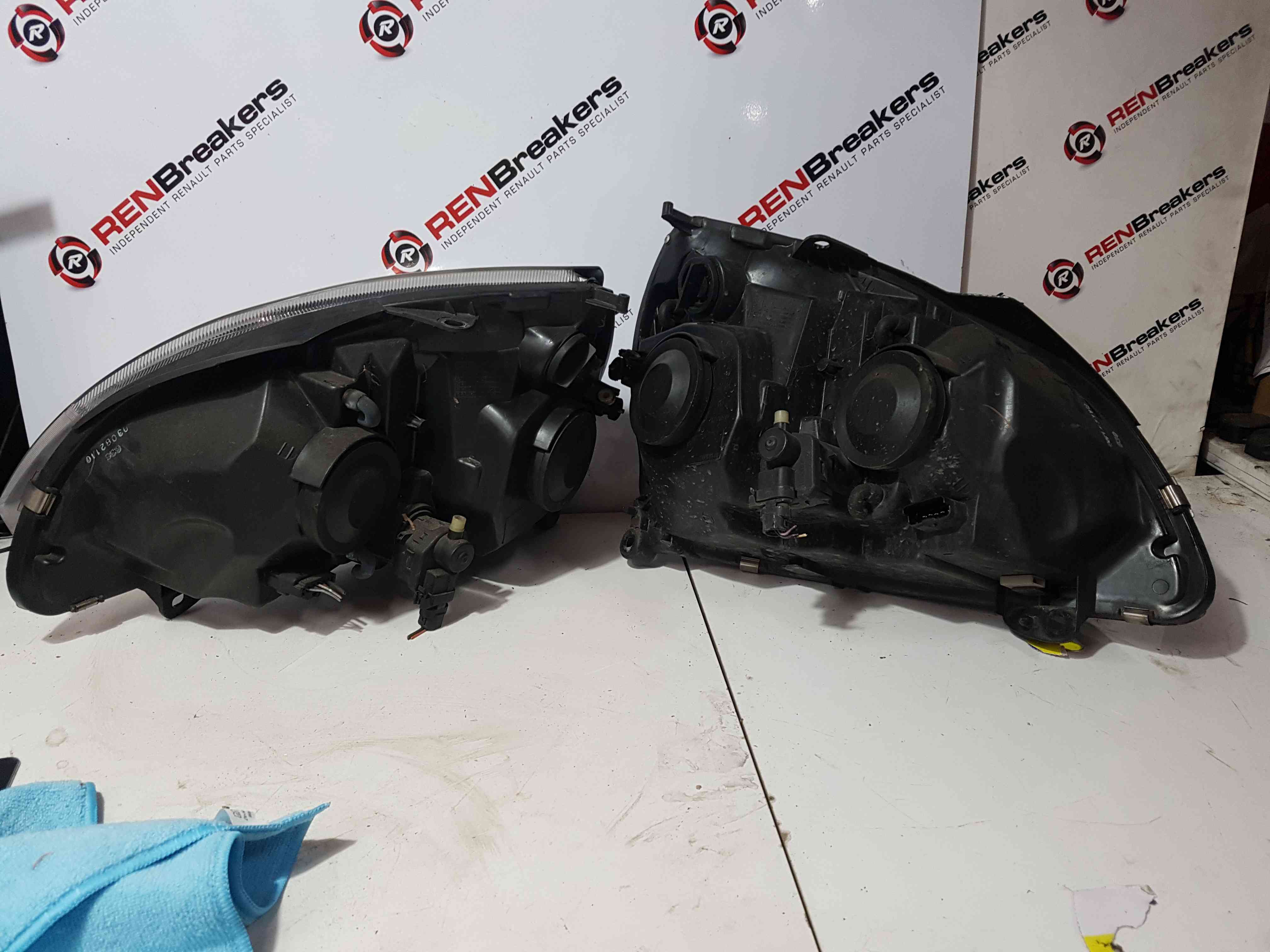 Thumb 12 Renault Clio MK2 2001-2006 Drivers Passenger OSF Nsf Front Headlight Grey PAIR