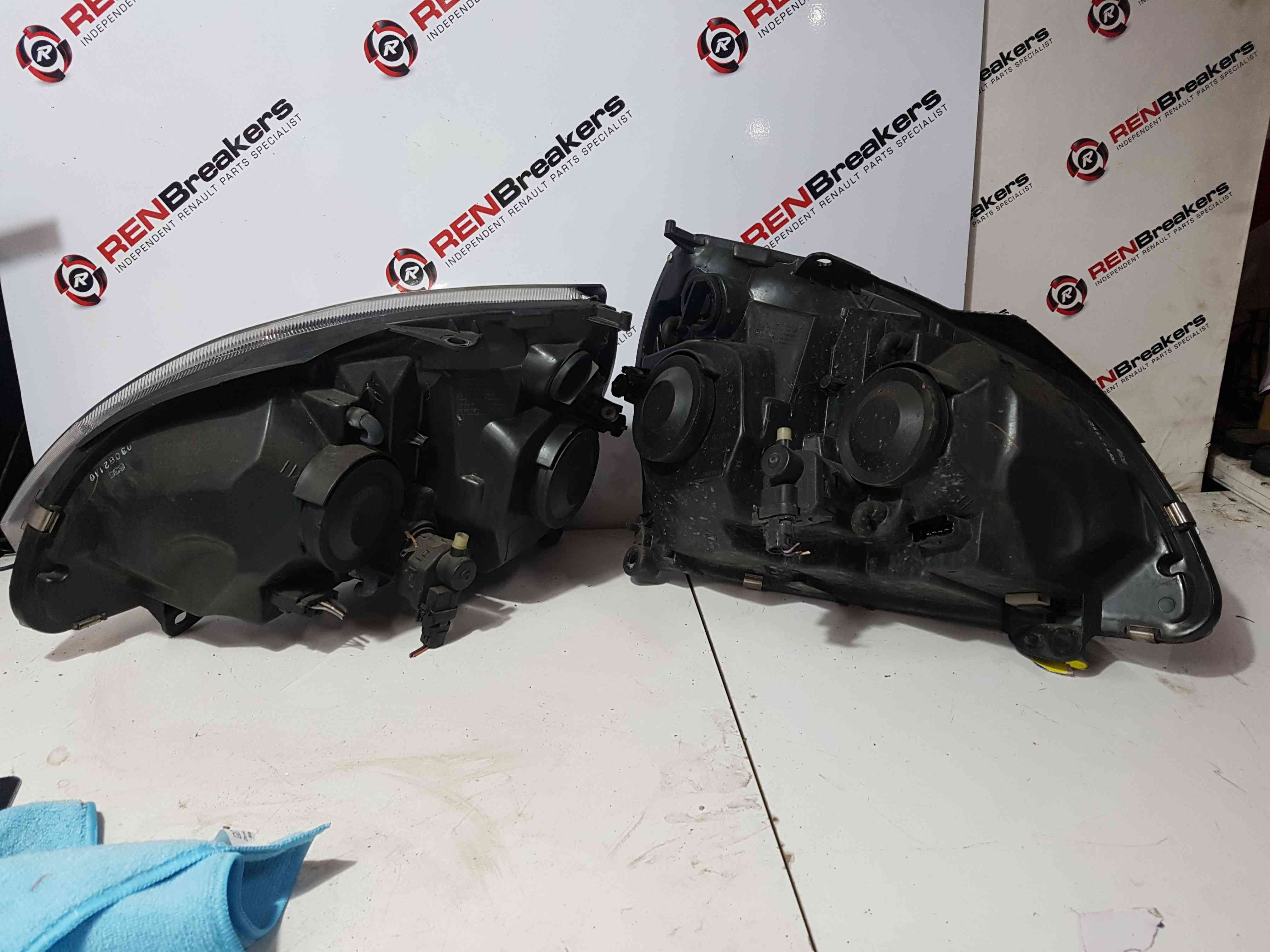 Thumb 13 Renault Clio MK2 2001-2006 Drivers Passenger OSF Nsf Front Headlight Grey PAIR