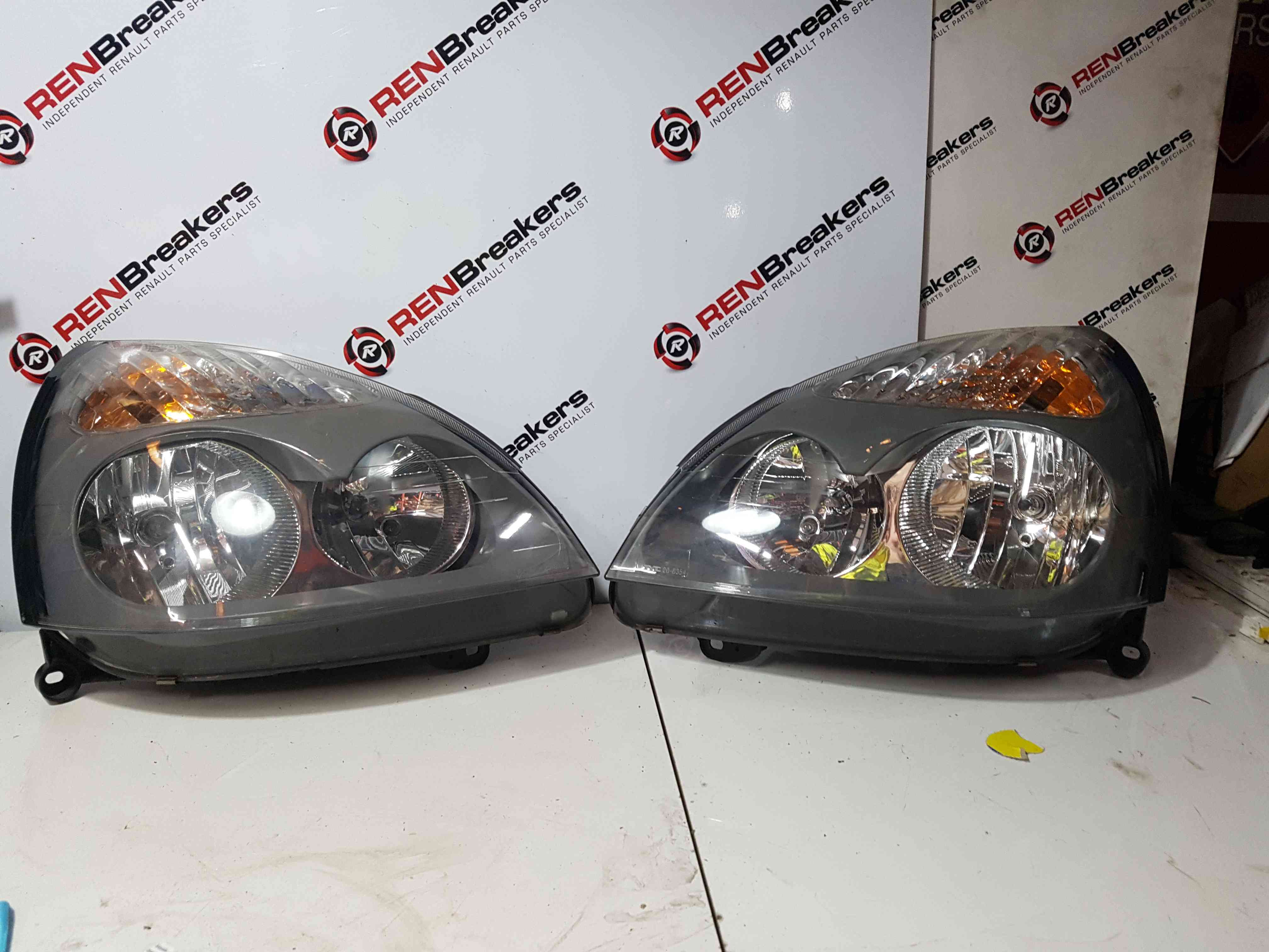 Thumb 15 Renault Clio MK2 2001-2006 Drivers Passenger OSF Nsf Front Headlight Grey PAIR