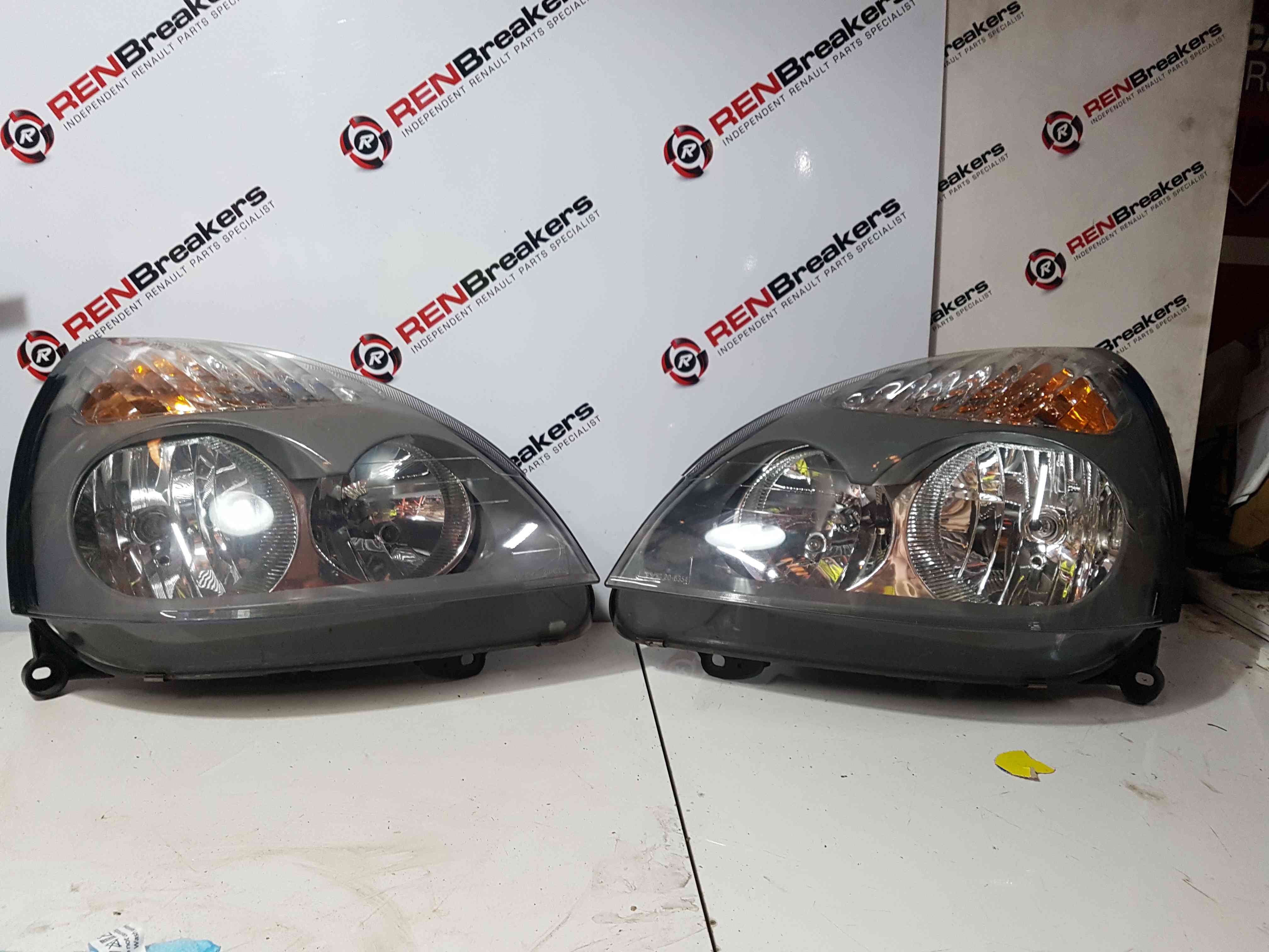 Thumb 16 Renault Clio MK2 2001-2006 Drivers Passenger OSF Nsf Front Headlight Grey PAIR