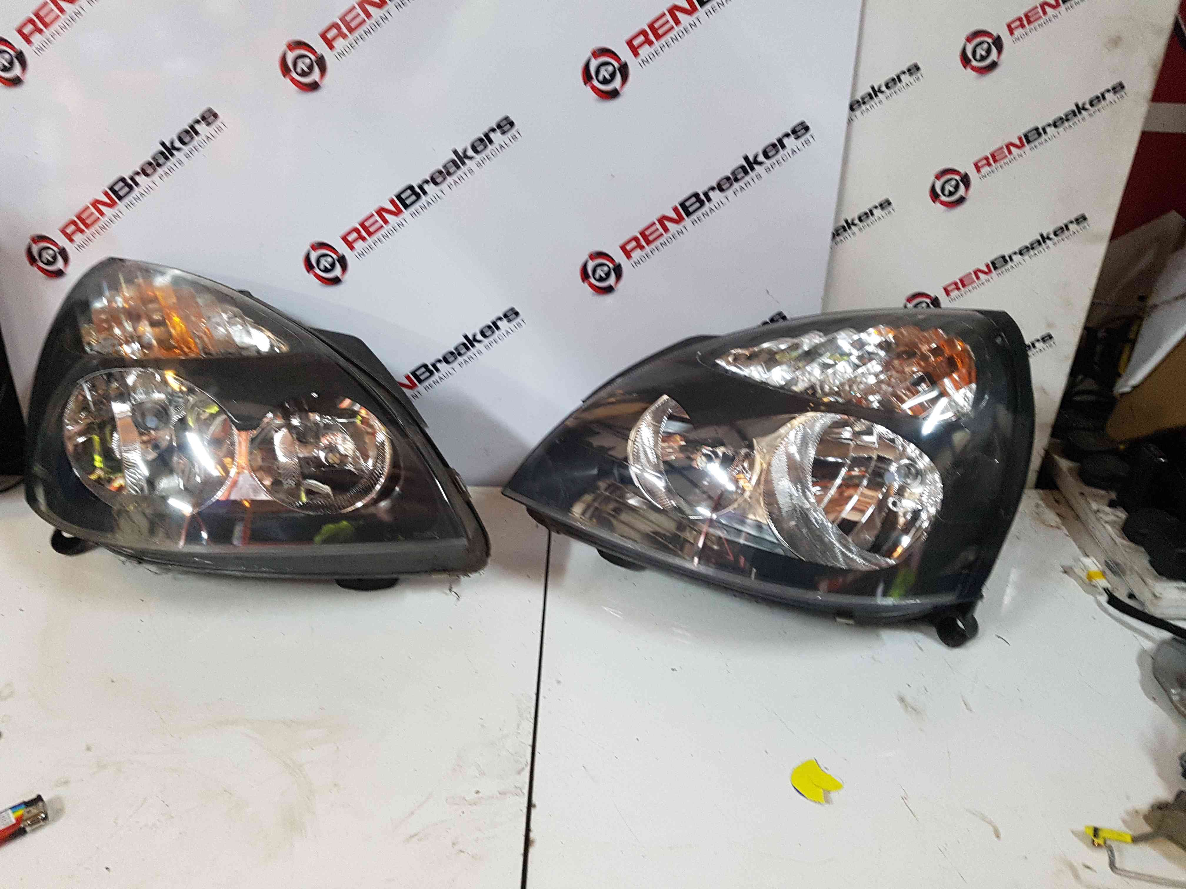 Thumb 2 Renault Clio MK2 2001-2006 Drivers Passenger OSF Nsf Headlight Black Pair