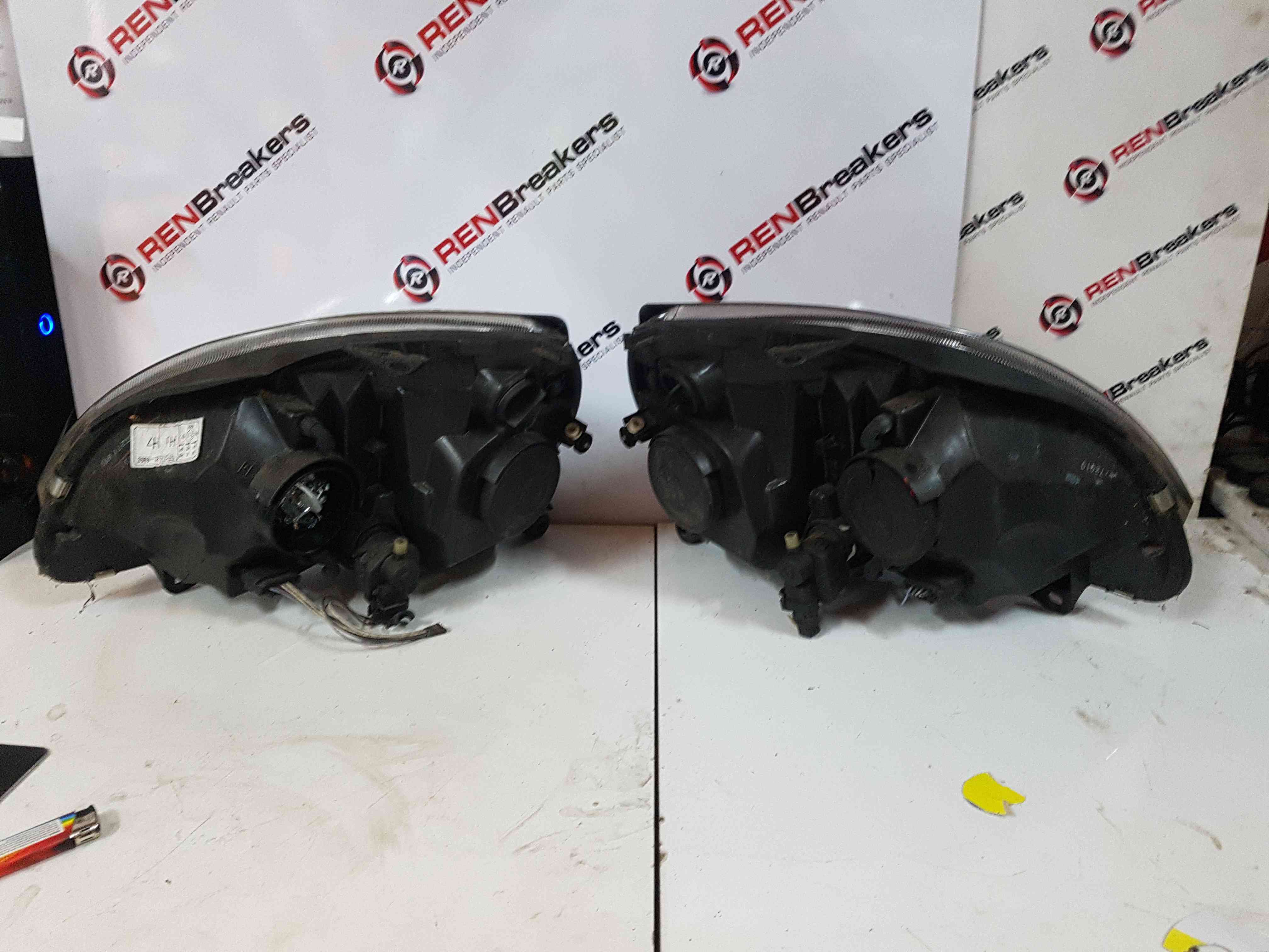 Thumb 6 Renault Clio MK2 2001-2006 Drivers Passenger OSF Nsf Headlight Black Pair