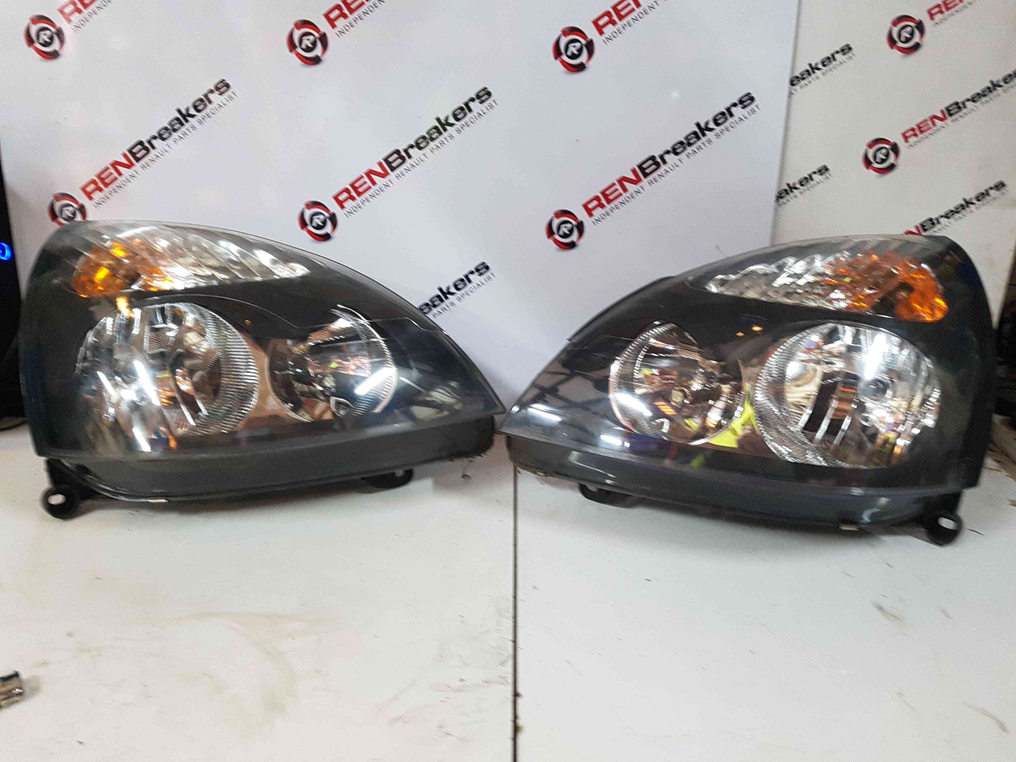 Thumb 8 Renault Clio MK2 2001-2006 Drivers Passenger OSF Nsf Headlight Black Pair