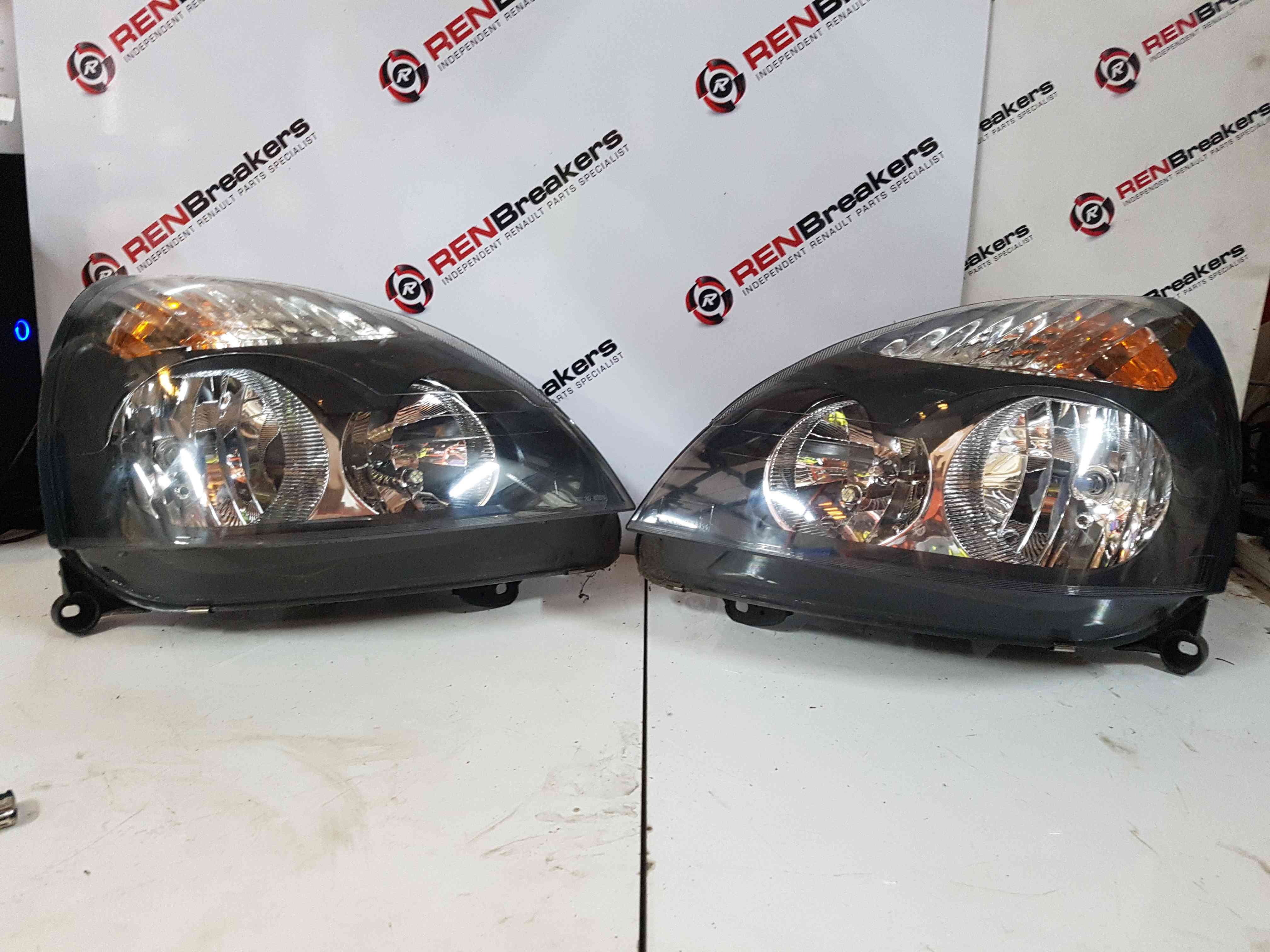 Thumb 9 Renault Clio MK2 2001-2006 Drivers Passenger OSF Nsf Headlight Black Pair