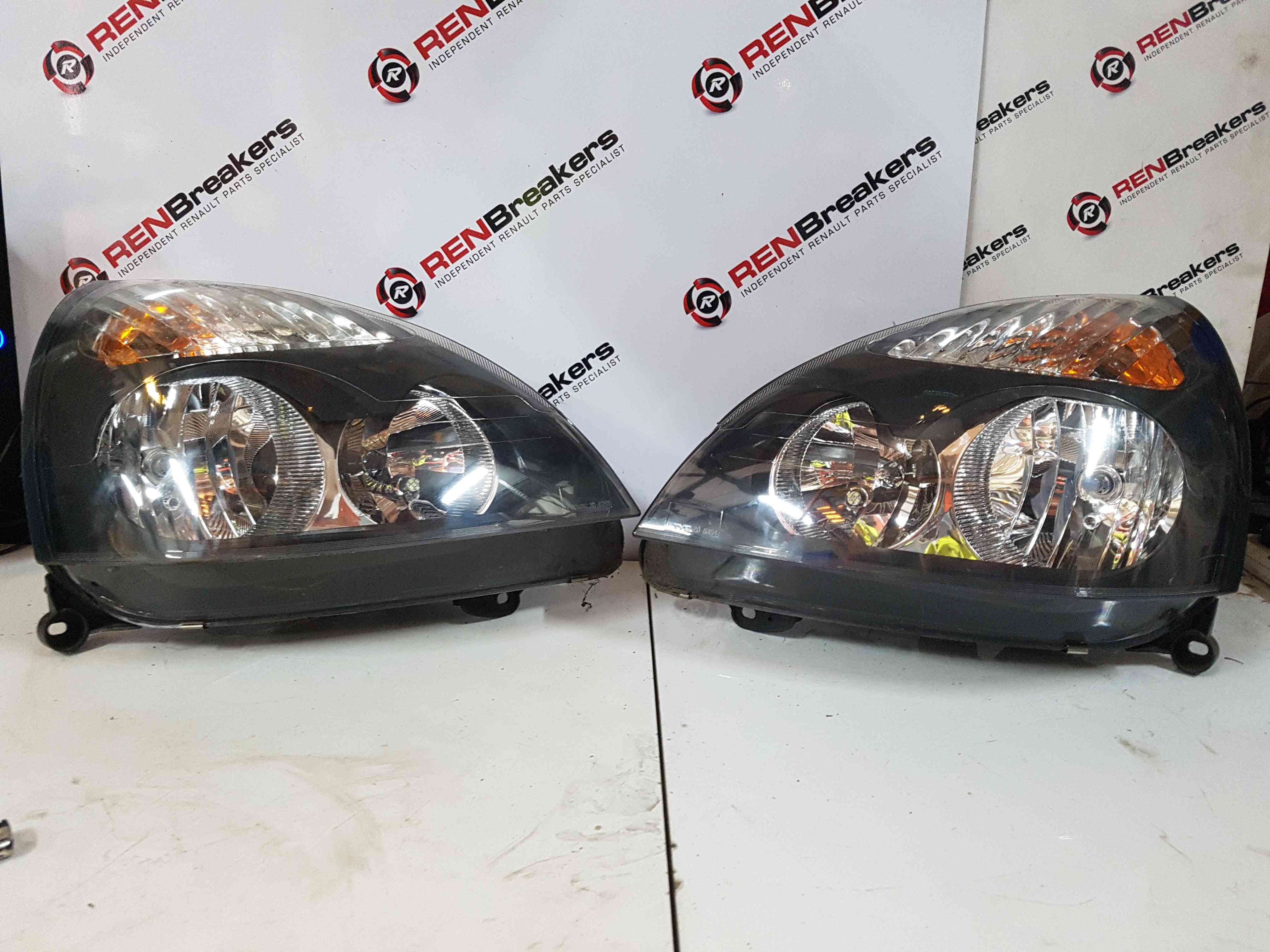 Thumb 10 Renault Clio MK2 2001-2006 Drivers Passenger OSF Nsf Headlight Black Pair