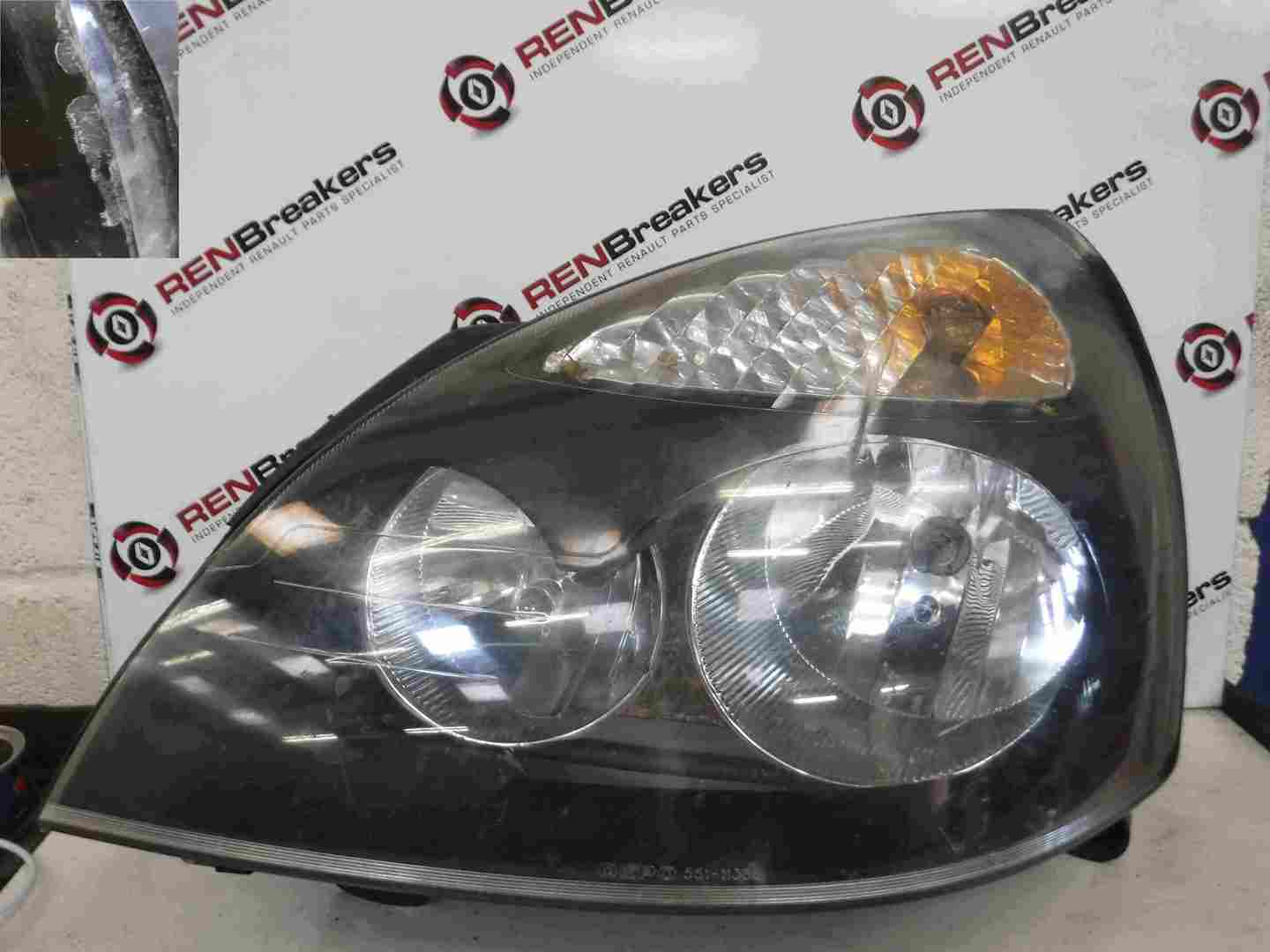 Renault Clio MK2 2001-2006 Passenger NS Headlight Lamp Black Backing