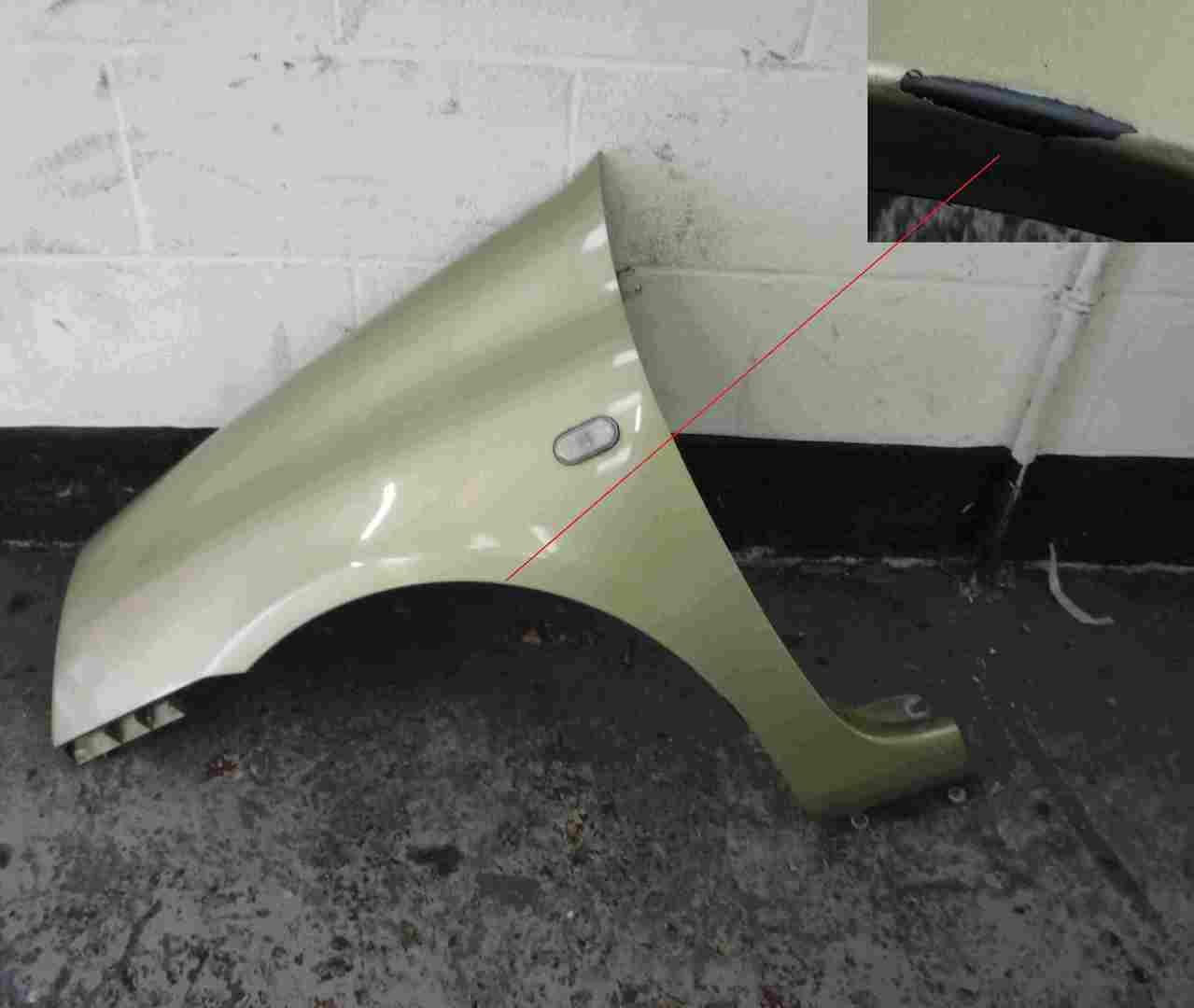 Renault Clio MK2 2001-2006 Passenger NS Wing Green Yellow TED99