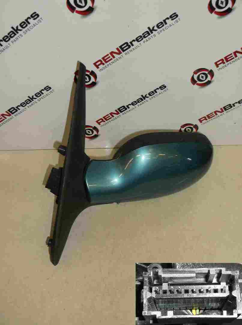 Renault Clio MK2 2001-2006 Passenger NS Wing Mirror Aqua Blue TEF47 Electric