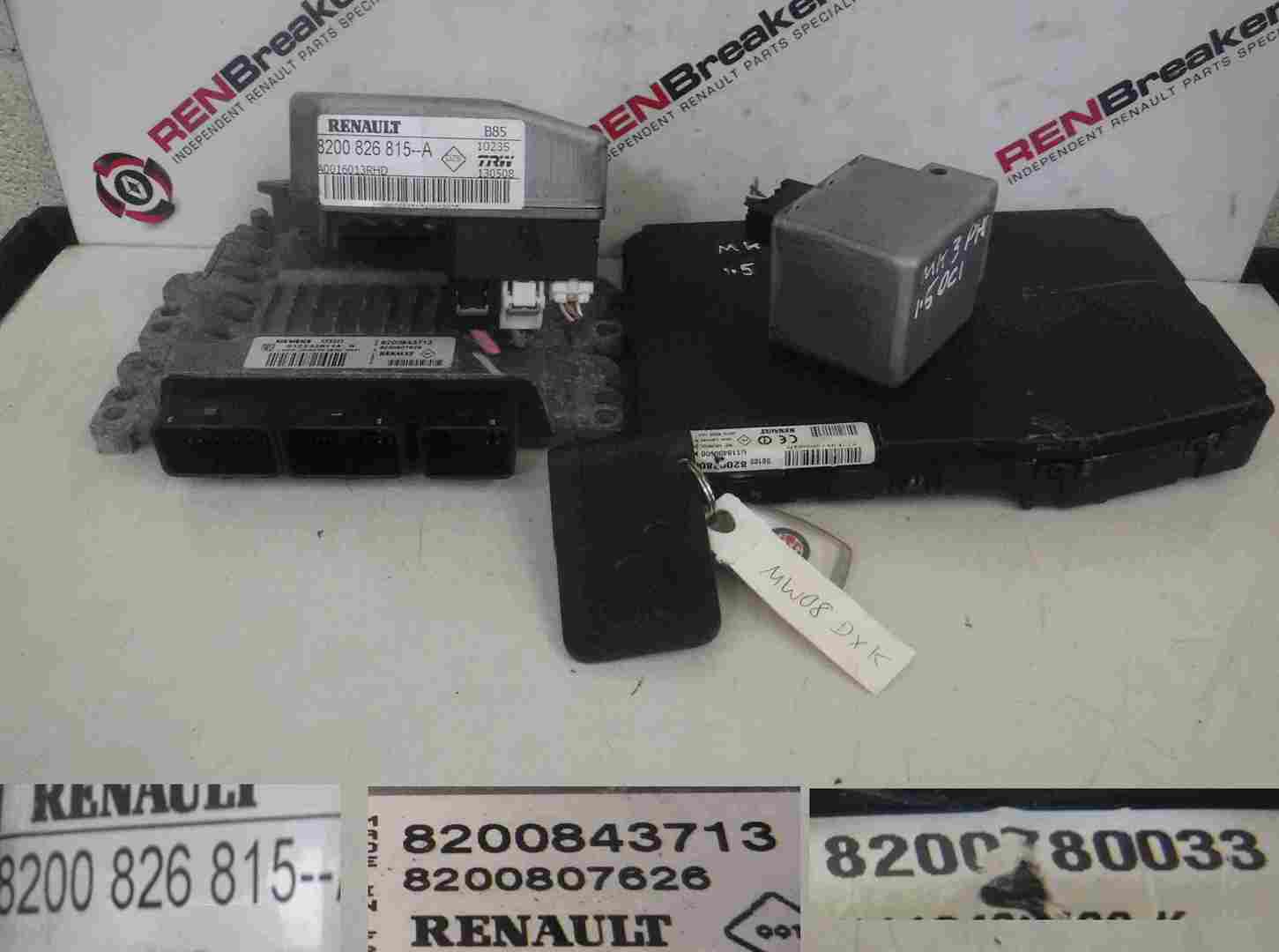 Renault Clio MK3 2005-2009 1.5 dCi ECU SET UCH BCM Steering Lock + Key Card