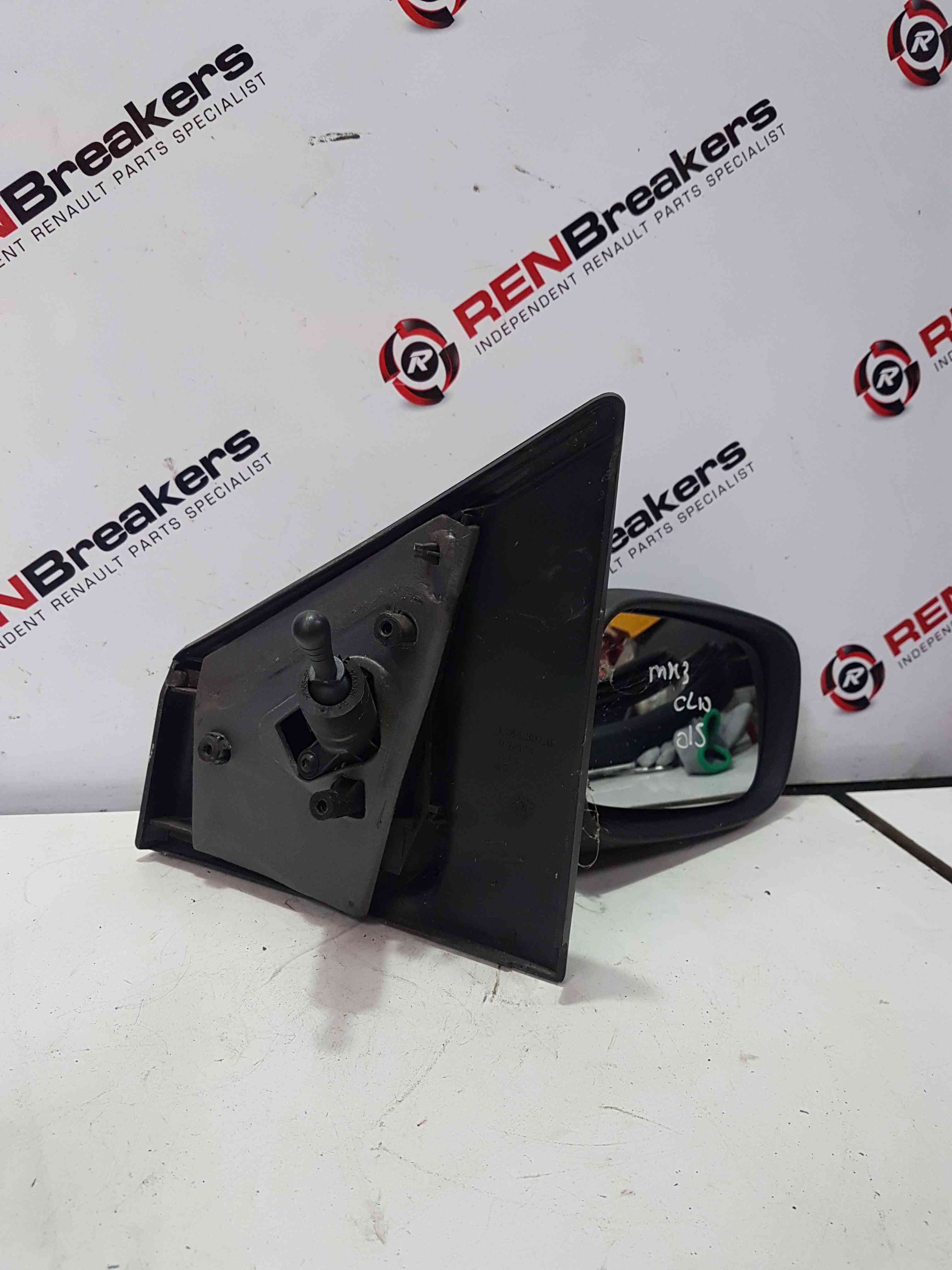 Thumb 5 Renault Clio MK3 2005-2009 Drivers Os Wing Mirror Plain Black Manual Cracked 