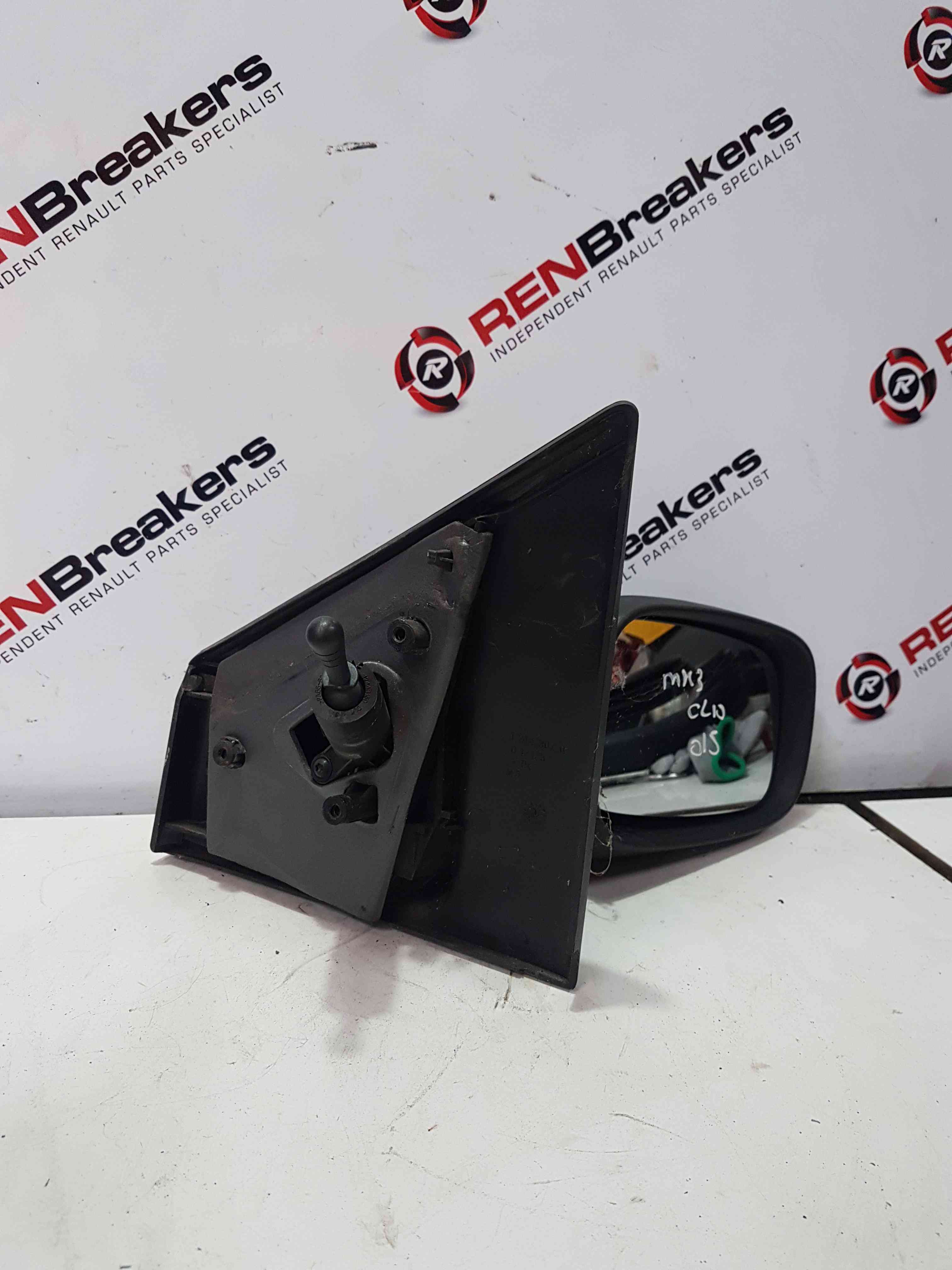 Thumb 6 Renault Clio MK3 2005-2009 Drivers Os Wing Mirror Plain Black Manual Cracked 