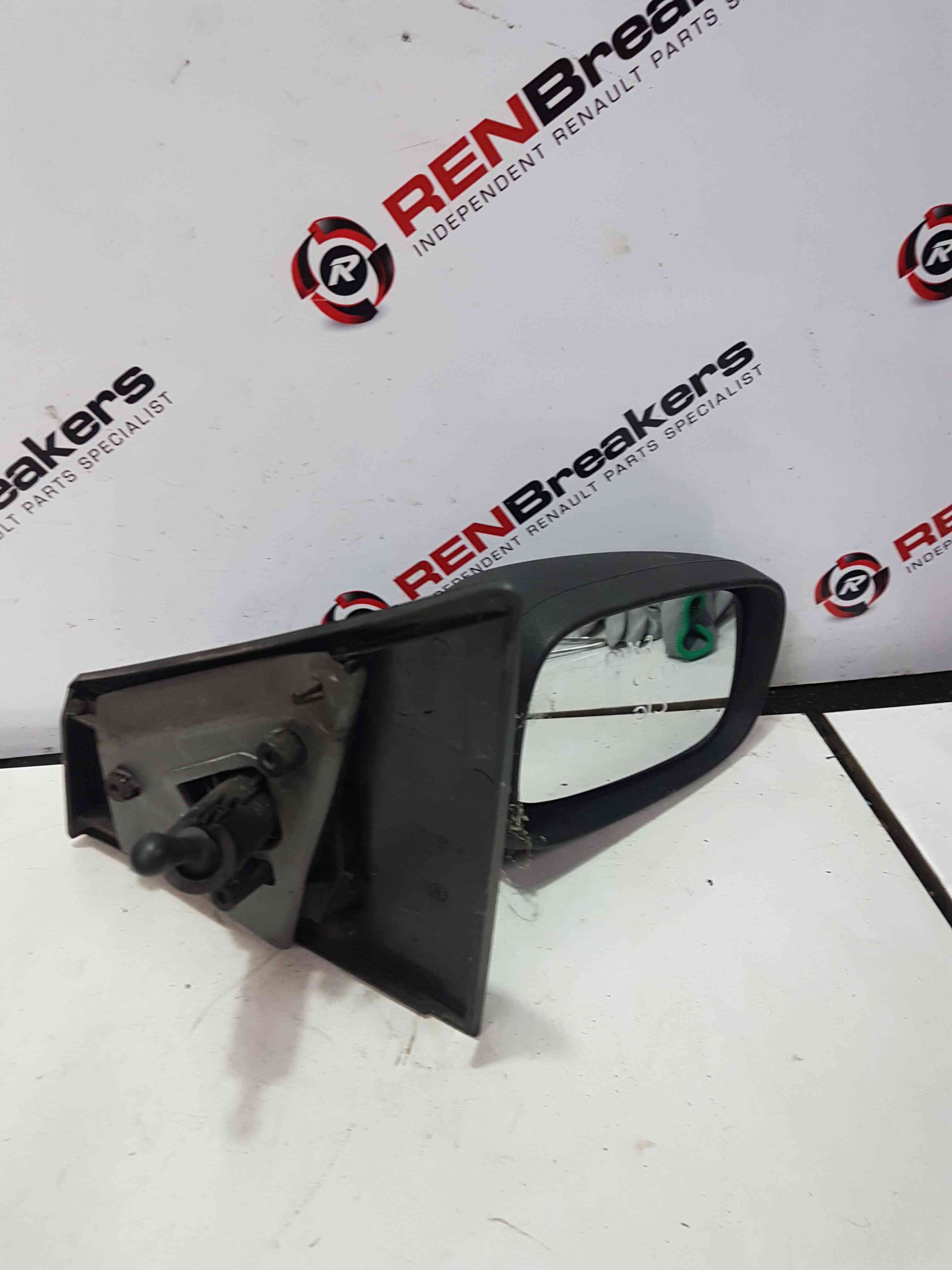 Thumb 7 Renault Clio MK3 2005-2009 Drivers Os Wing Mirror Plain Black Manual Cracked 