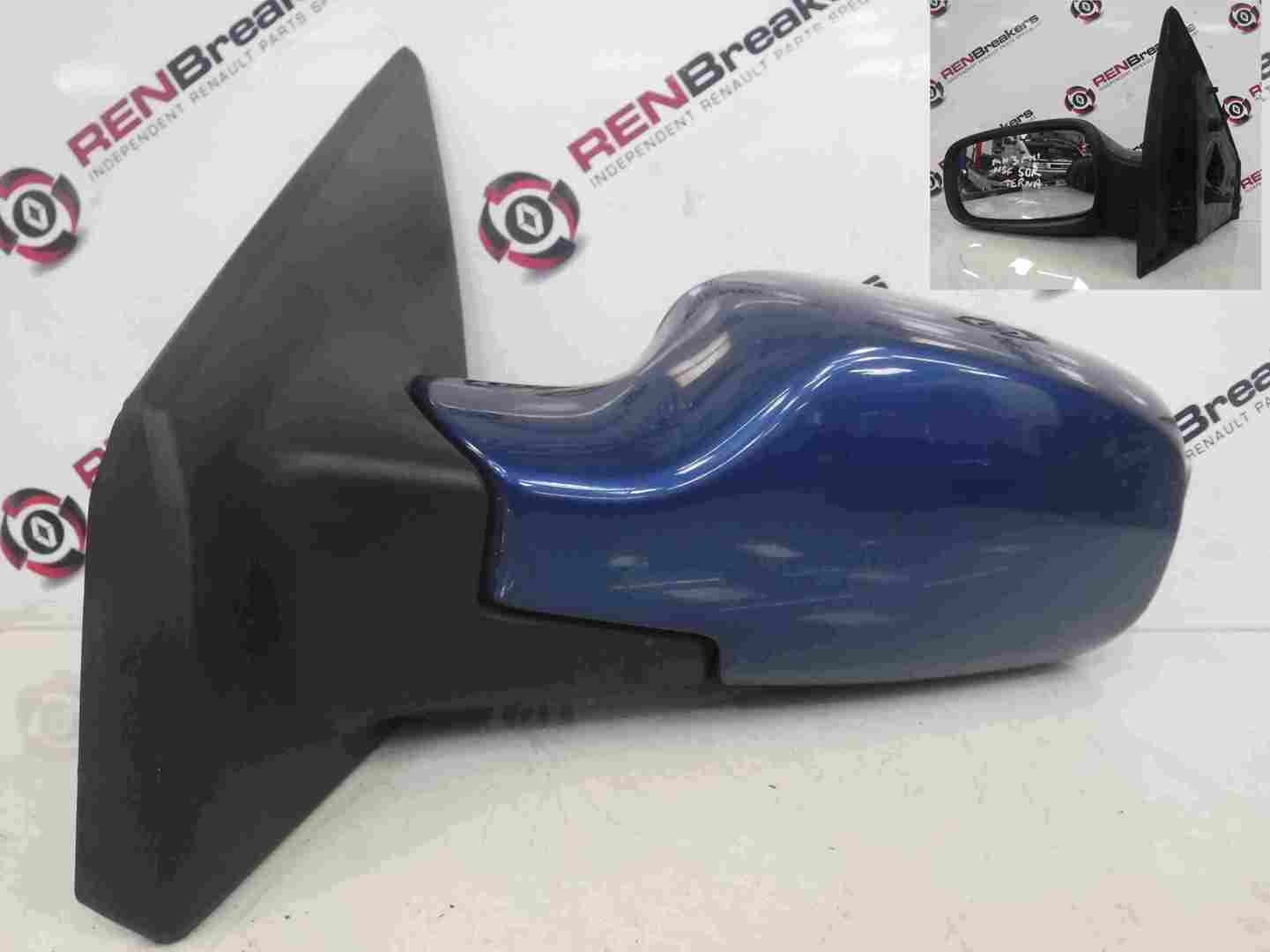 Renault Clio MK3 2005-2009 Passenger Ns Wing Mirror Blue Terna Broken Mirror 00