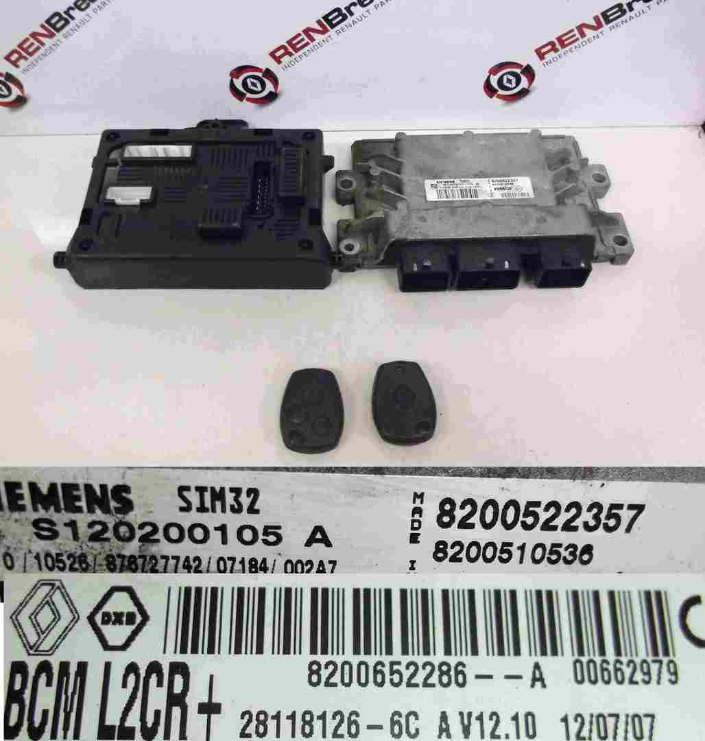 Renault Clio MK3 2005-2012 1.2 16v ECU Set Kit BCM UCH BCI Computer with 1 Key