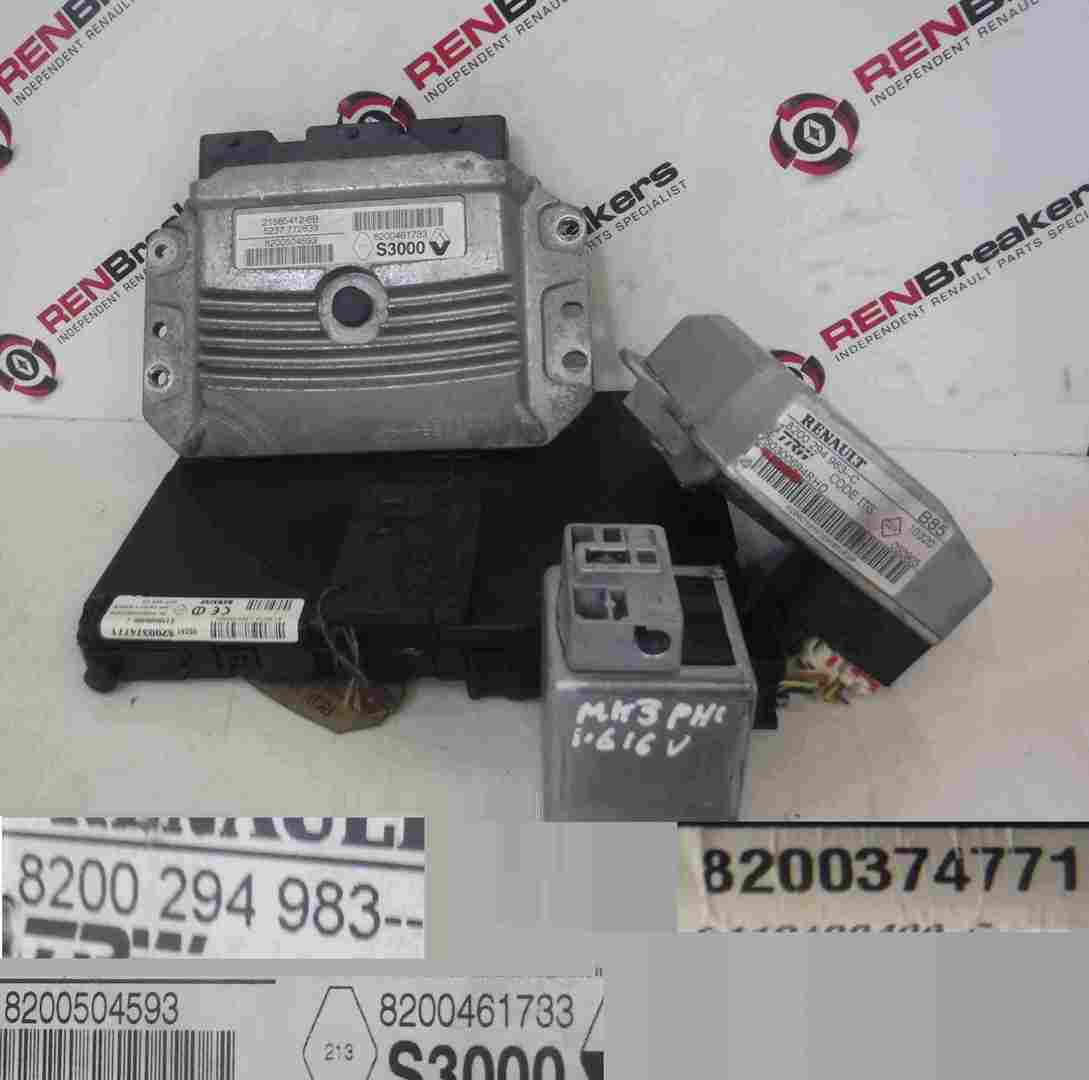Renault Clio MK3 2005-2012 1.6 16v ECU SET UCH BCM Steering Lock + Key Card