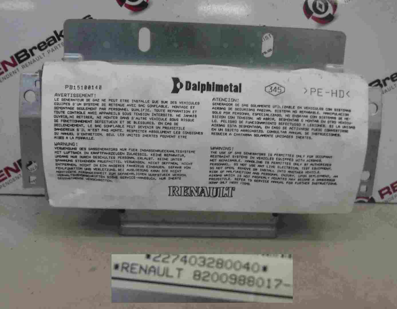 Renault Clio MK3 2009-2012 Dashboard Airbag