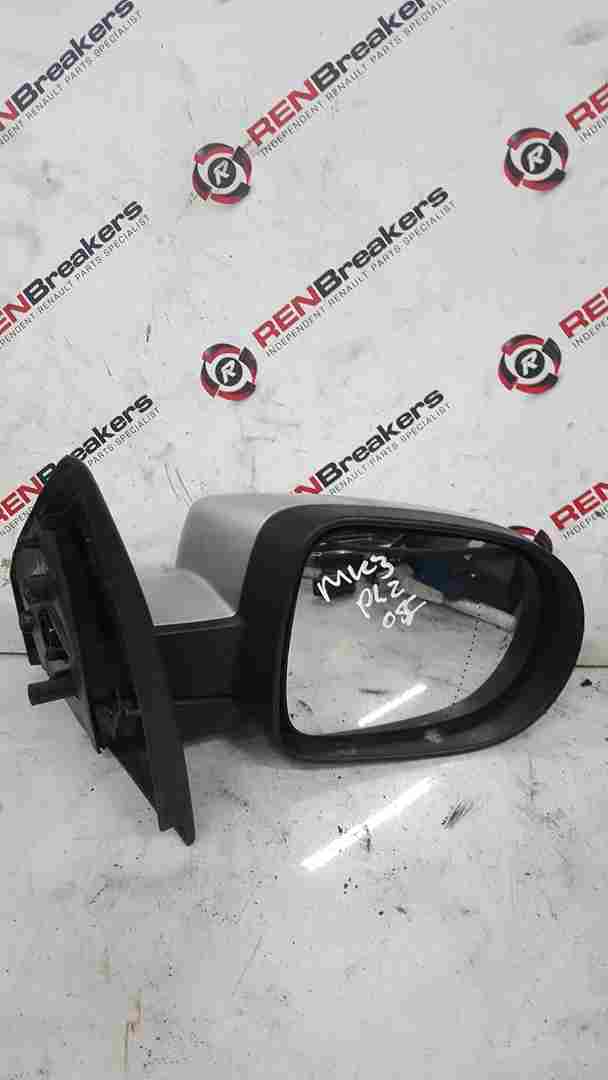 Thumb 3 Renault Clio MK3 2009-2012 Drivers Os Wing Mirror Plain Silver Electric
