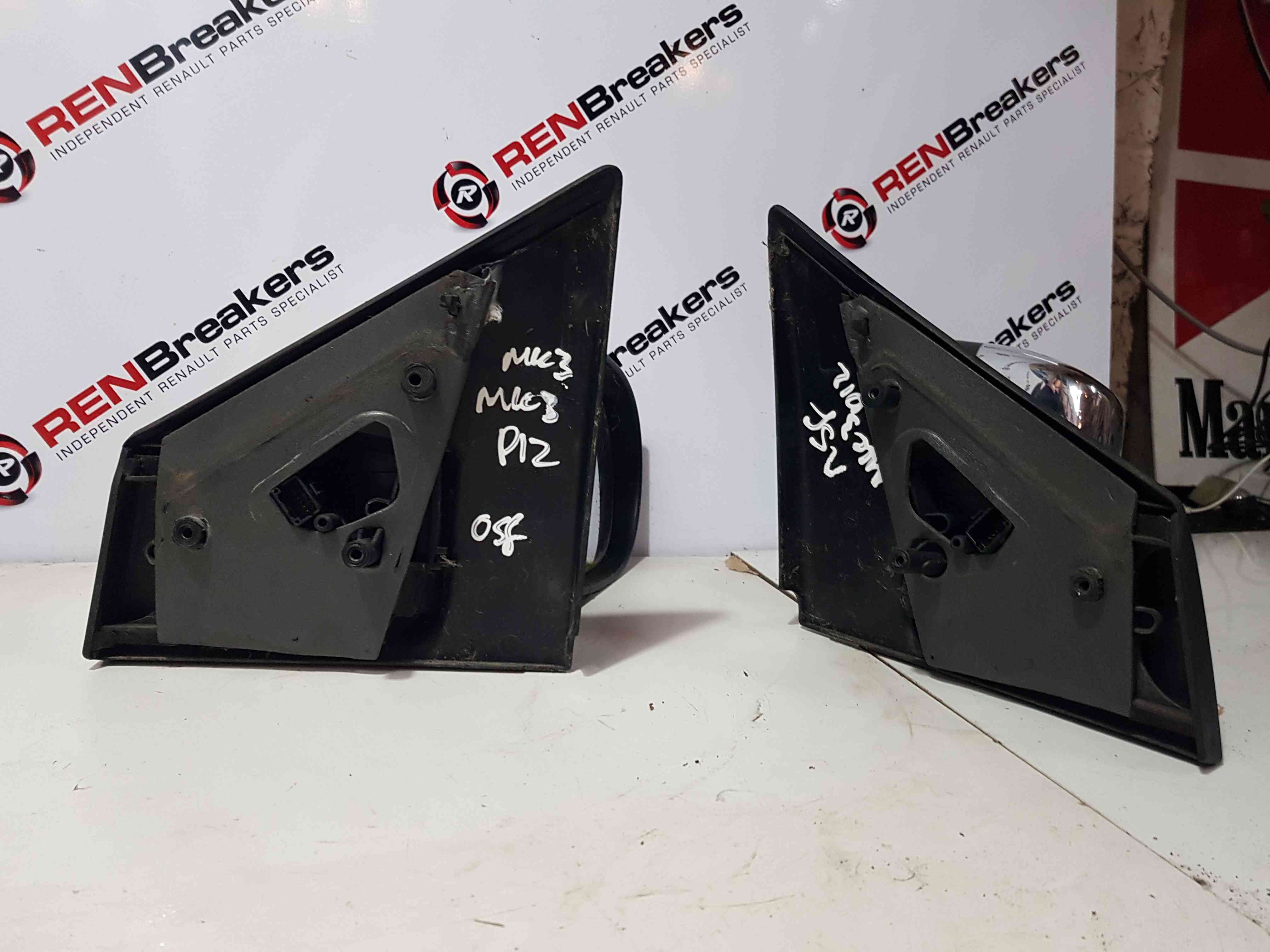 Thumb 5 Renault Clio MK3 2009-2012 Drivers Passenger Os Ns Wing Mirror Silver Chrome 